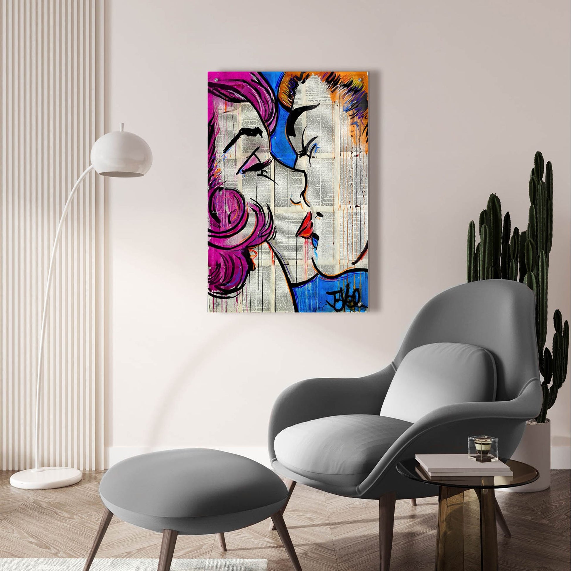Epic Art 'True Pop Kiss ' by Loui Jover, Acrylic Glass Wall Art,24x36
