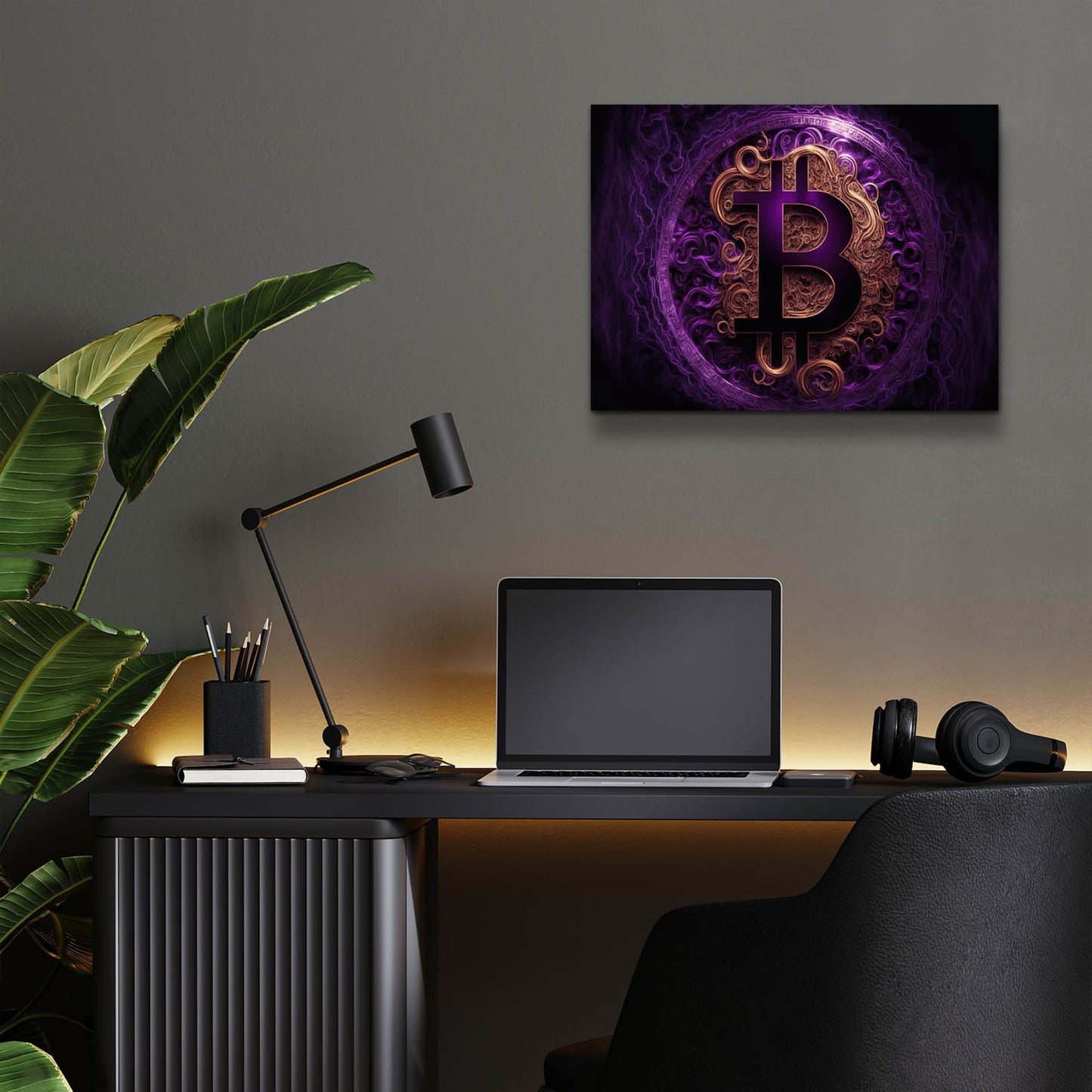 Epic Art 'Bitcoin Realm' by Epic Portfolio, Acrylic Glass Wall Art,16x12