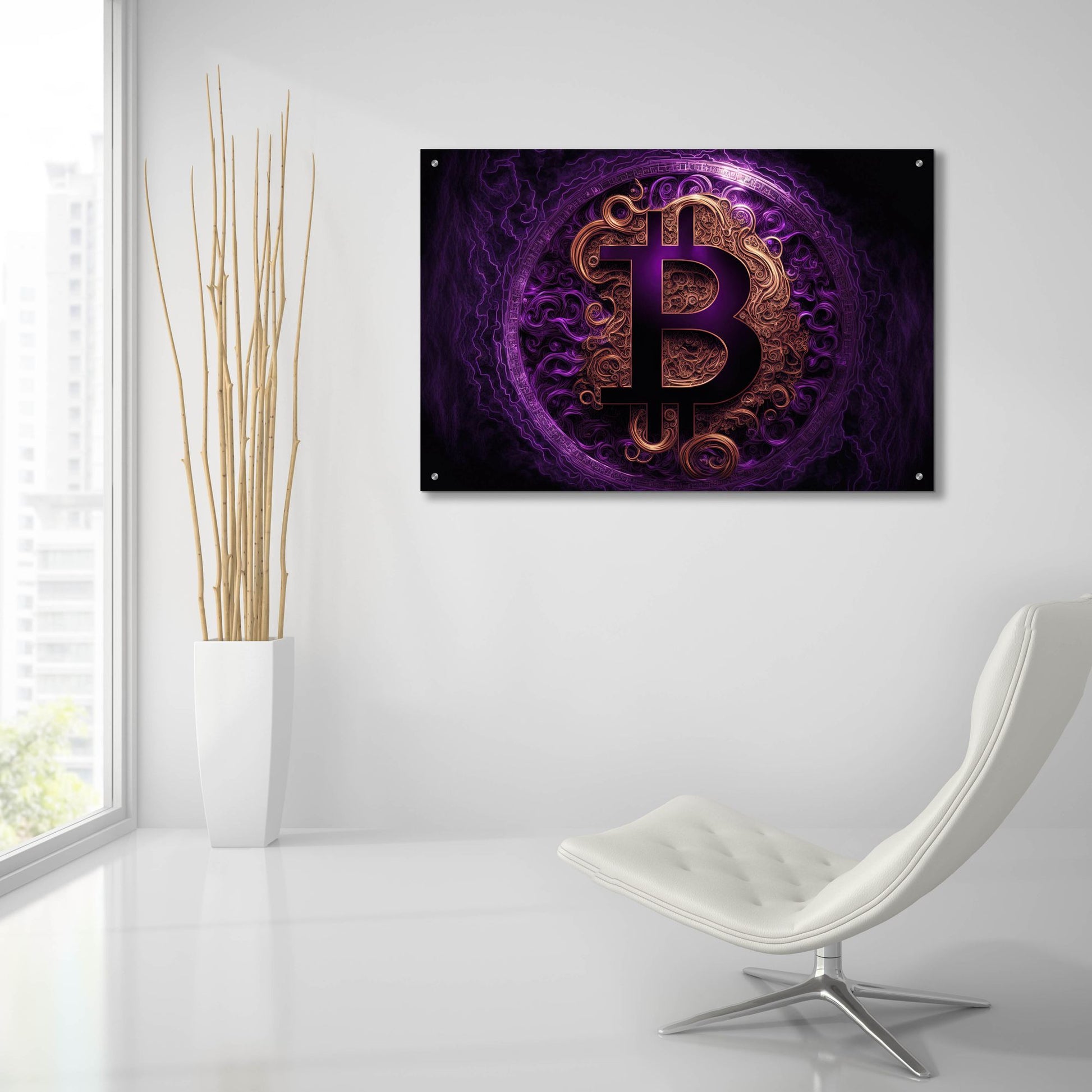 Epic Art 'Bitcoin Realm' by Epic Portfolio, Acrylic Glass Wall Art,36x24