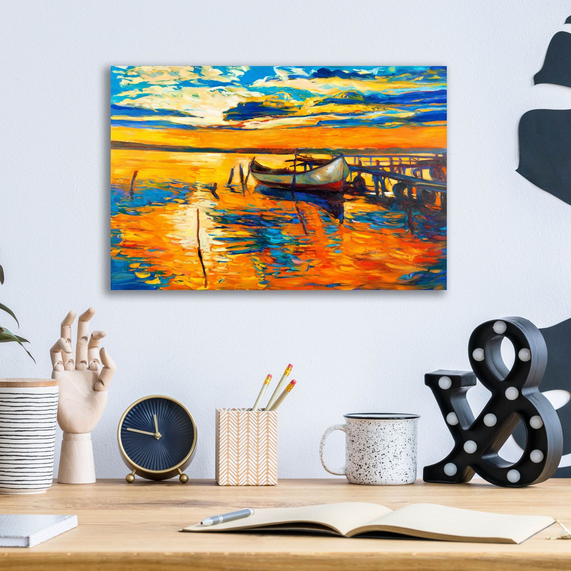 Epic Art 'Lonely Boat' by Epic Portfolio, Acrylic Glass Wall Art,16x12