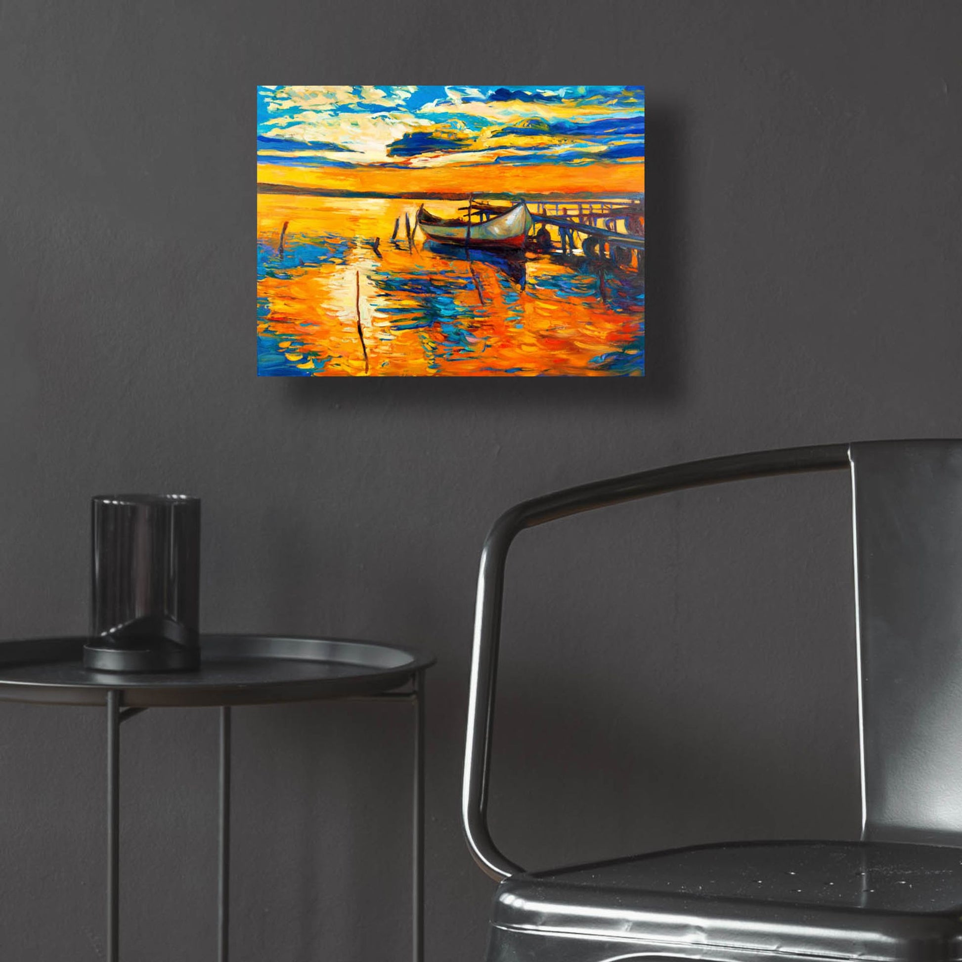 Epic Art 'Lonely Boat' by Epic Portfolio, Acrylic Glass Wall Art,16x12