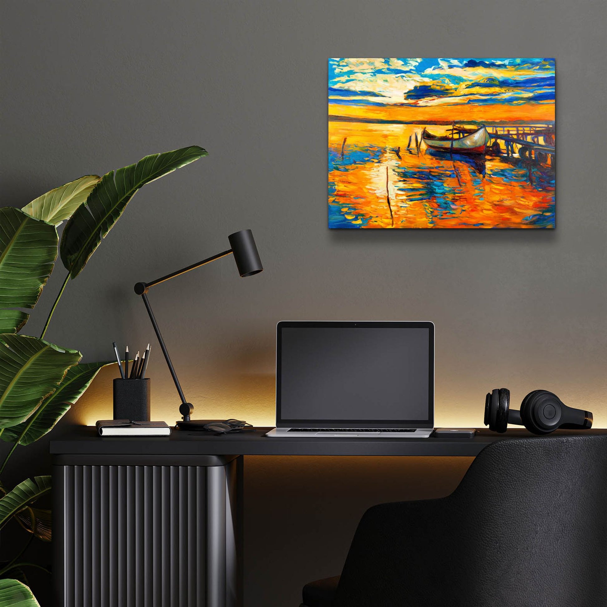 Epic Art 'Lonely Boat' by Epic Portfolio, Acrylic Glass Wall Art,16x12