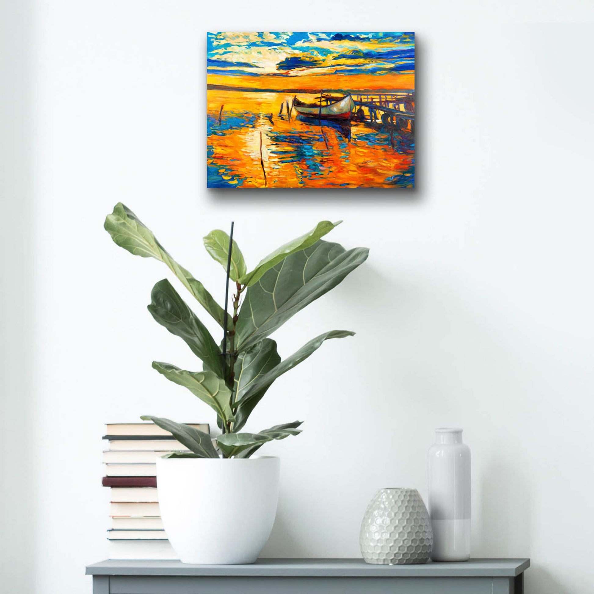 Epic Art 'Lonely Boat' by Epic Portfolio, Acrylic Glass Wall Art,16x12