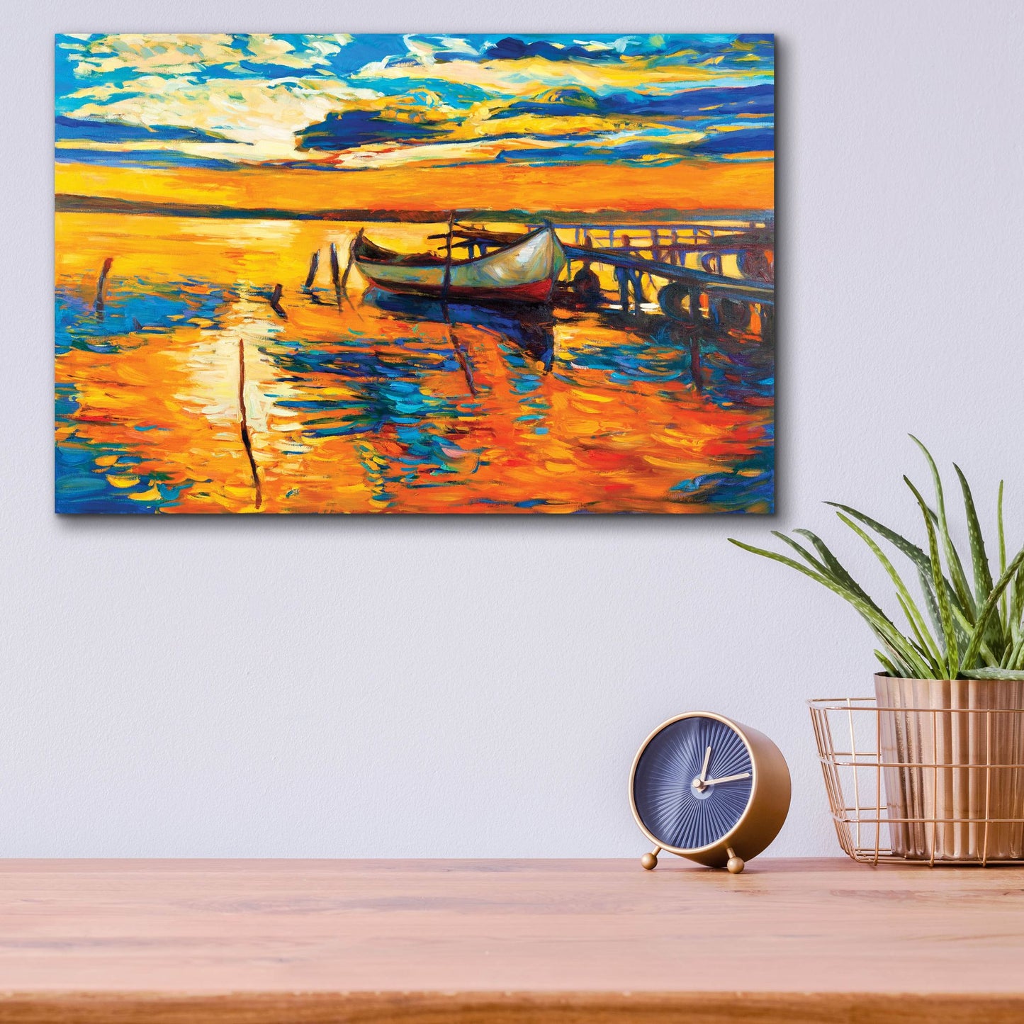 Epic Art 'Lonely Boat' by Epic Portfolio, Acrylic Glass Wall Art,16x12