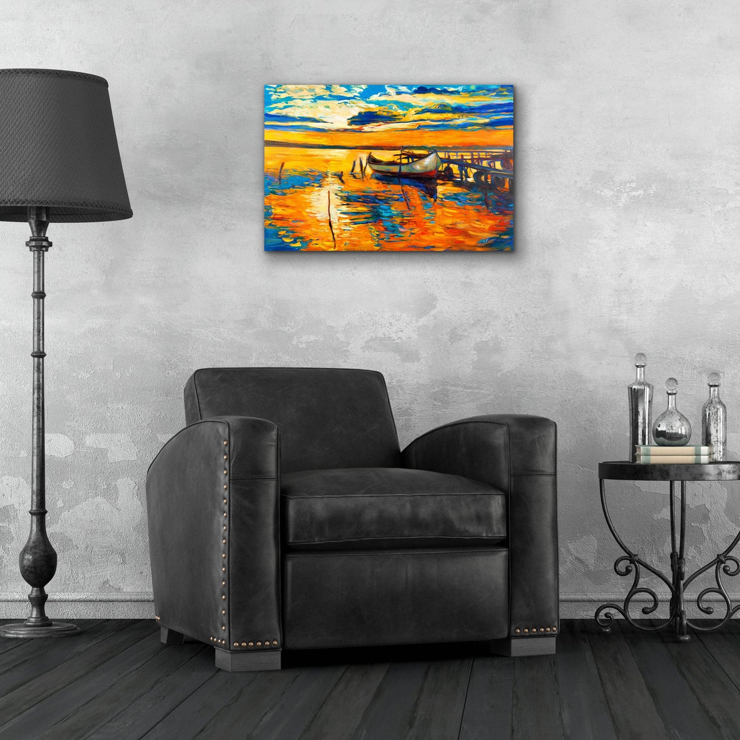 Epic Art 'Lonely Boat' by Epic Portfolio, Acrylic Glass Wall Art,24x16