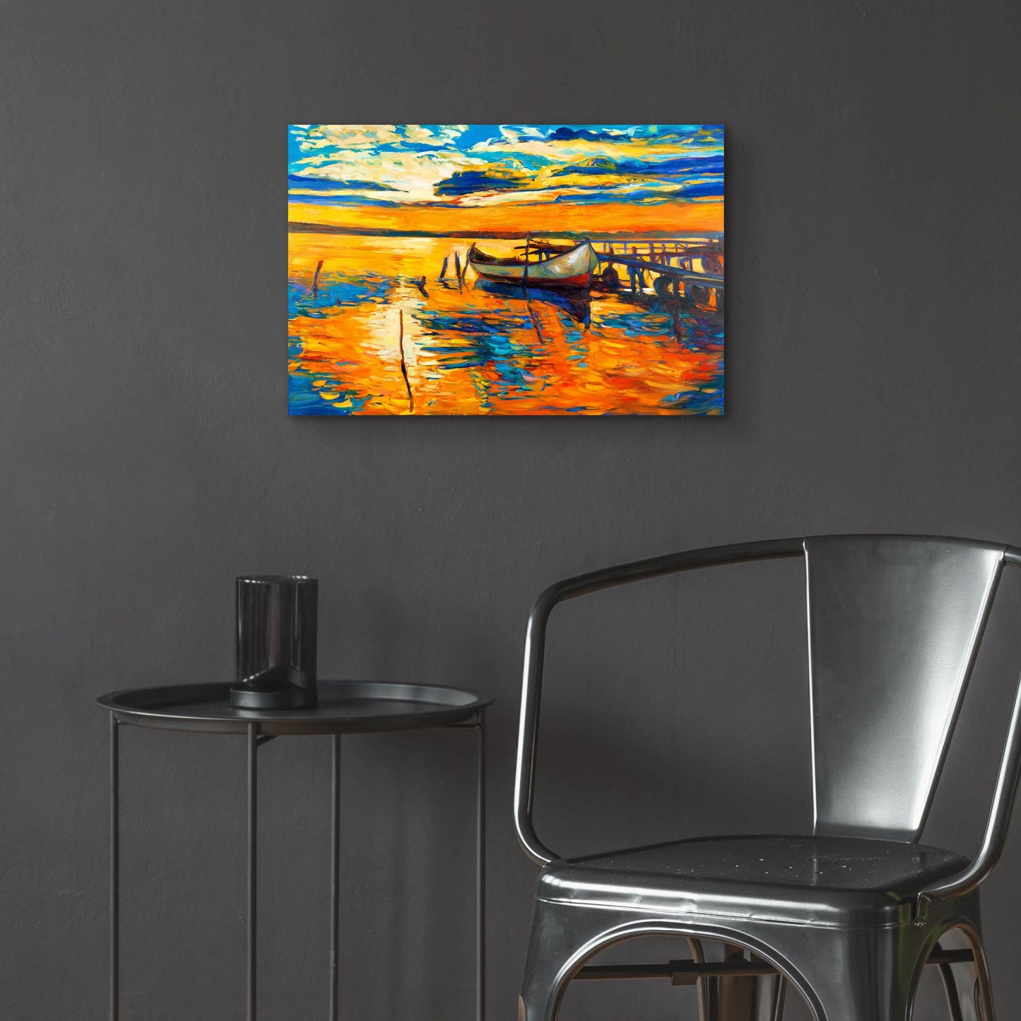 Epic Art 'Lonely Boat' by Epic Portfolio, Acrylic Glass Wall Art,24x16