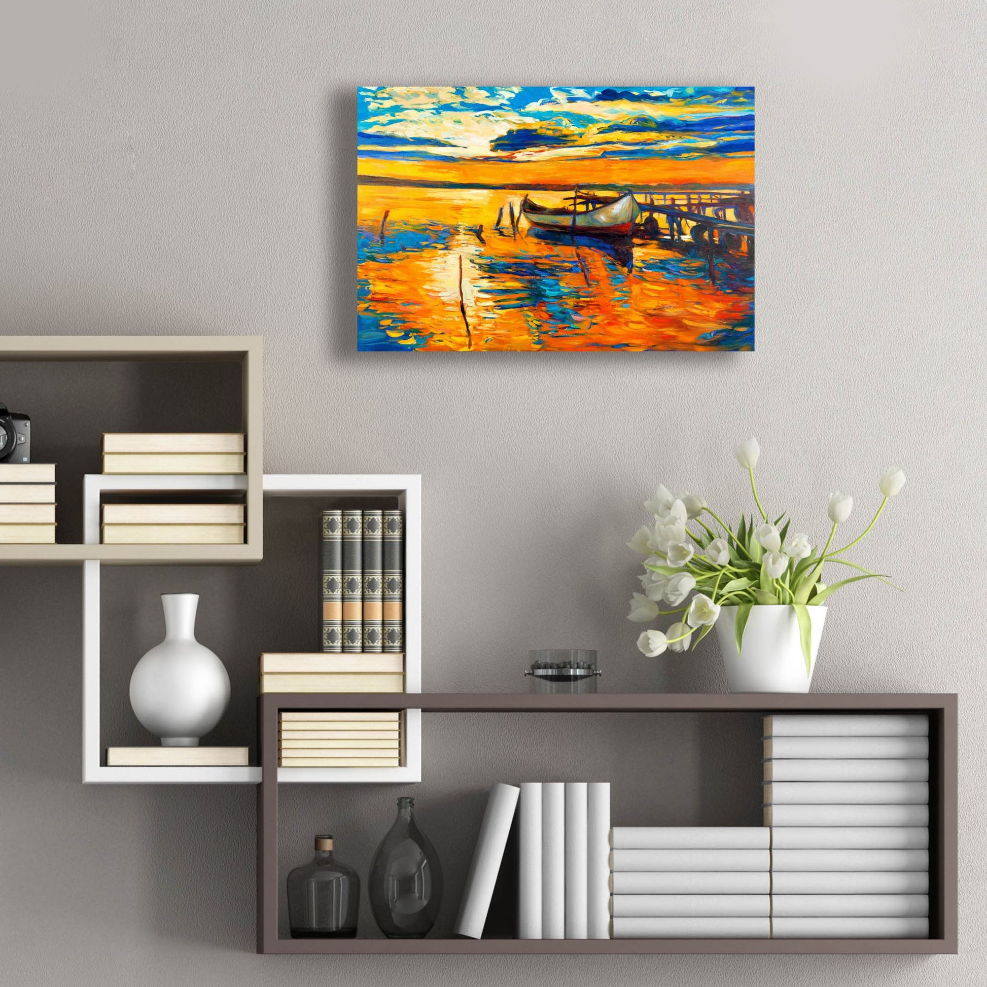 Epic Art 'Lonely Boat' by Epic Portfolio, Acrylic Glass Wall Art,24x16