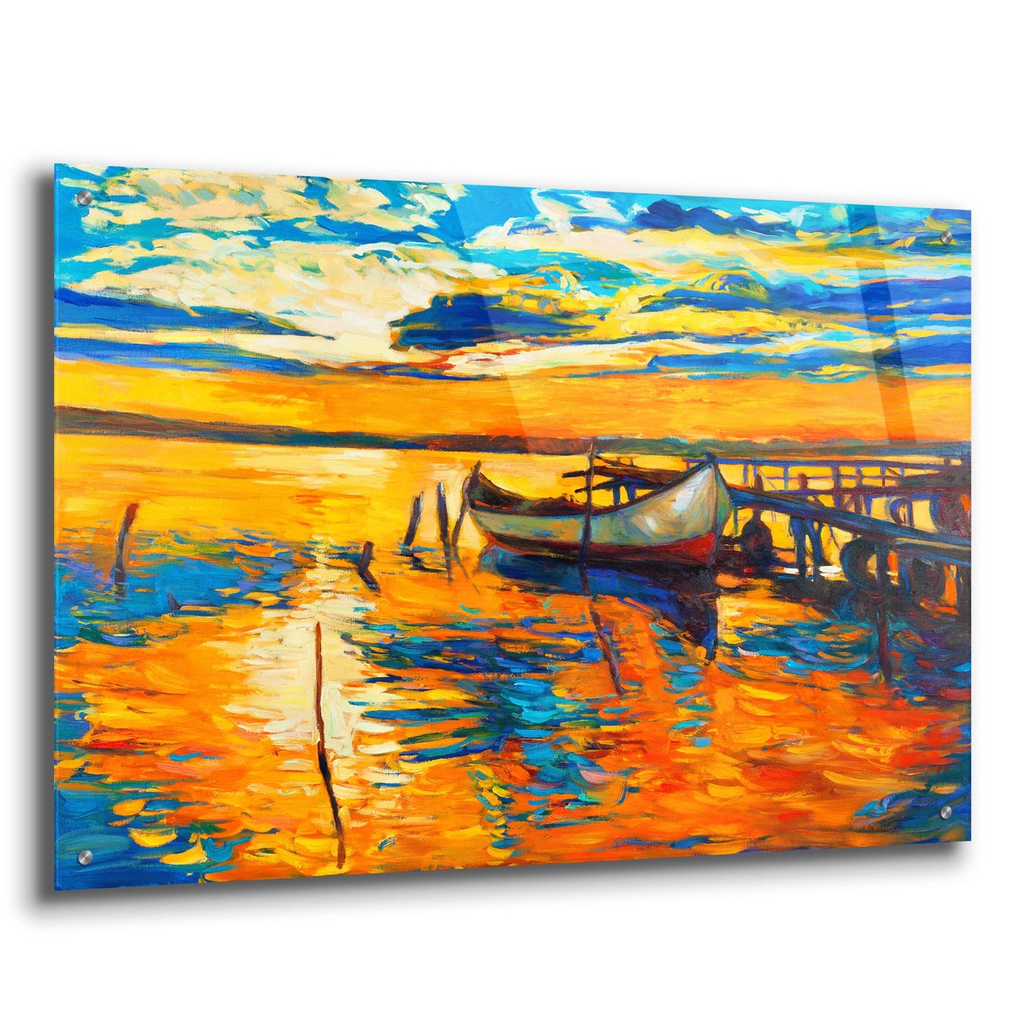 Epic Art 'Lonely Boat' by Epic Portfolio, Acrylic Glass Wall Art,36x24