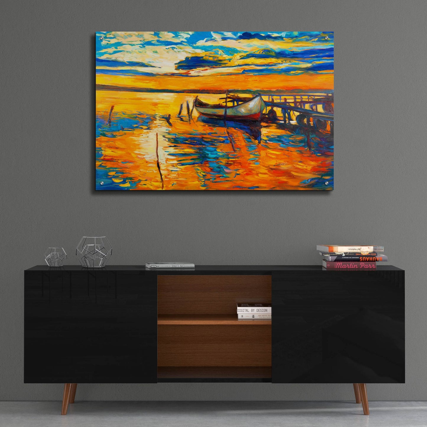 Epic Art 'Lonely Boat' by Epic Portfolio, Acrylic Glass Wall Art,36x24