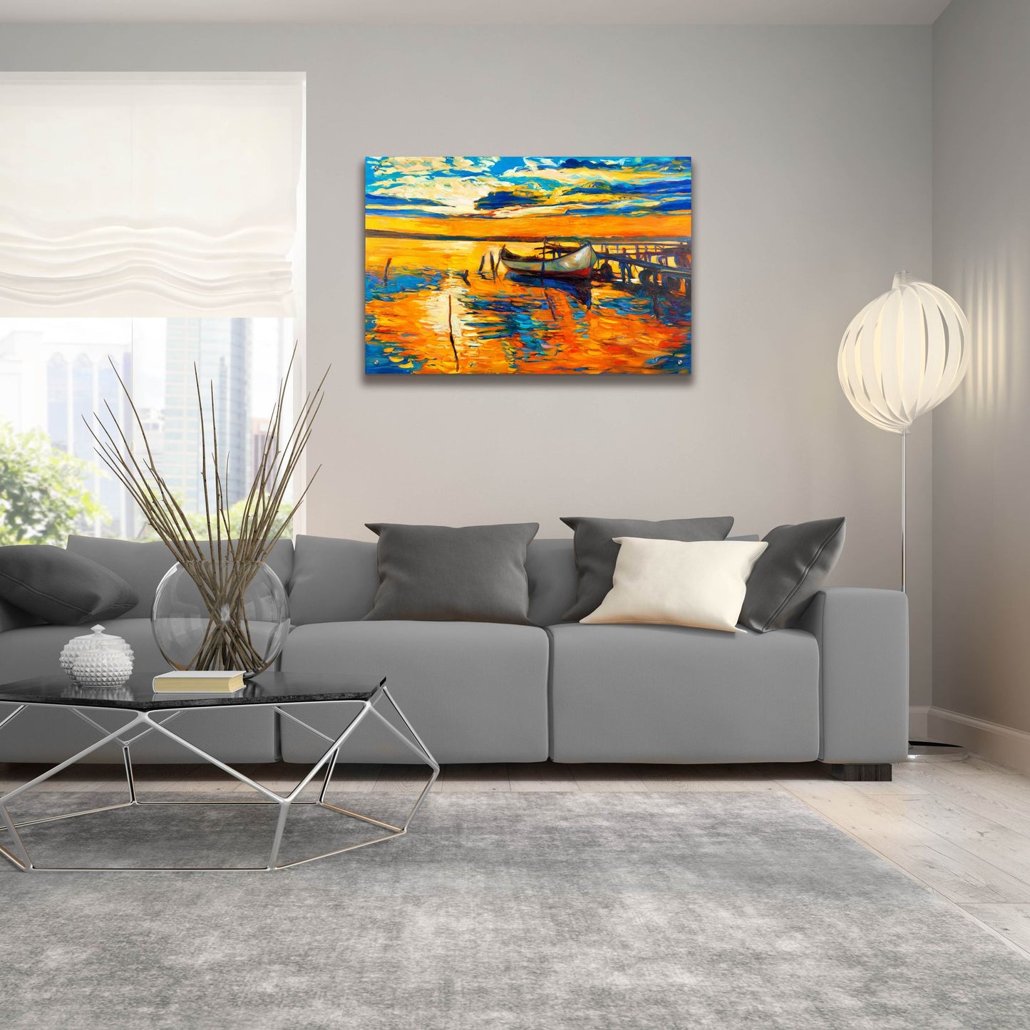 Epic Art 'Lonely Boat' by Epic Portfolio, Acrylic Glass Wall Art,36x24