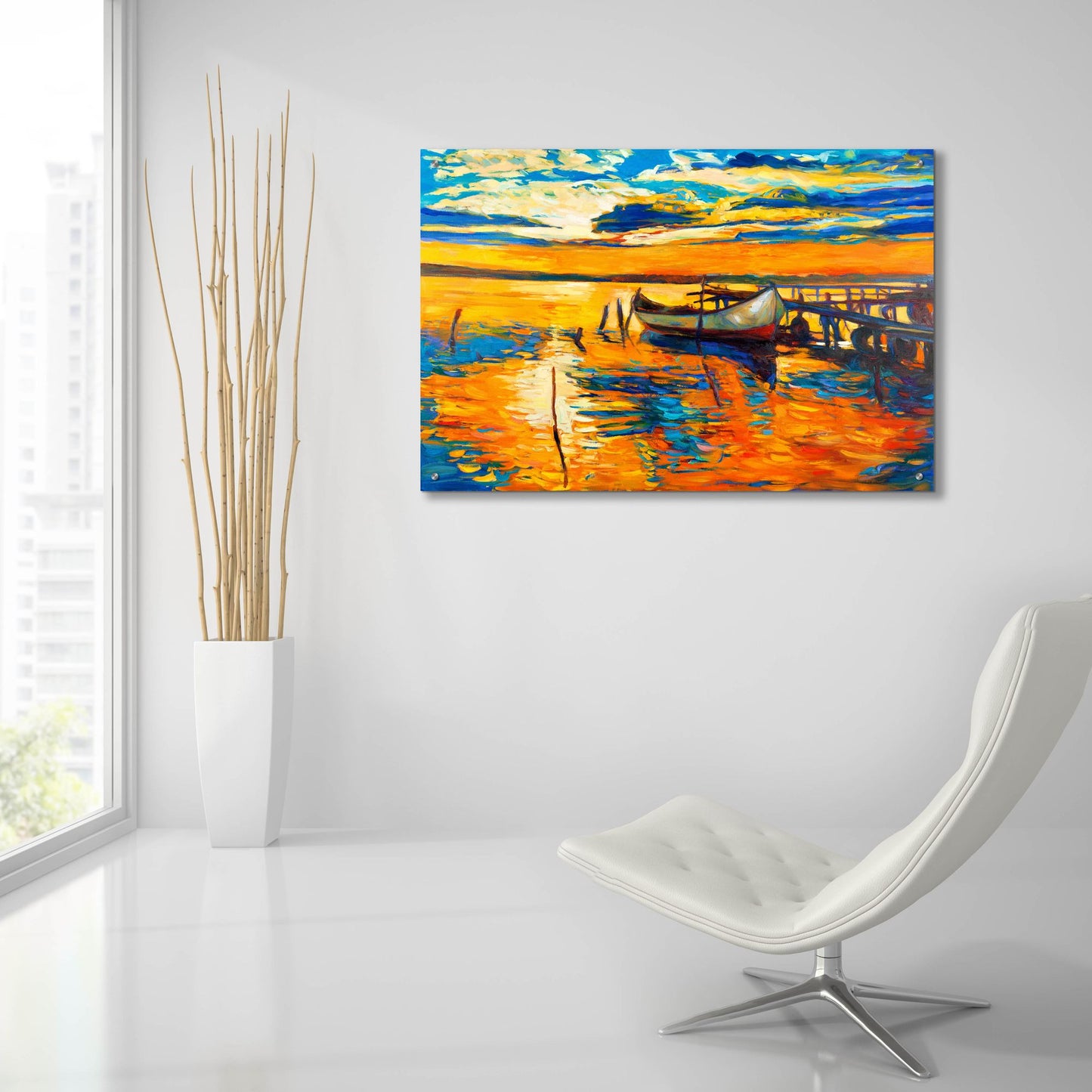 Epic Art 'Lonely Boat' by Epic Portfolio, Acrylic Glass Wall Art,36x24