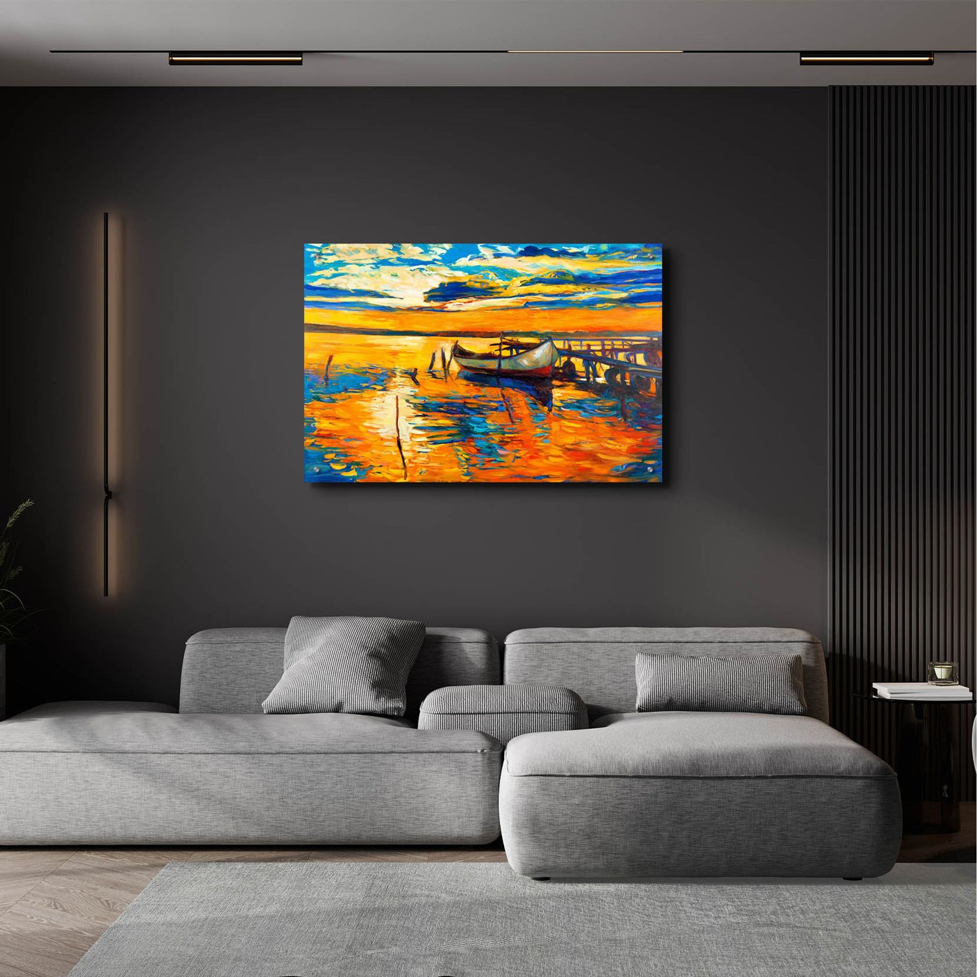 Epic Art 'Lonely Boat' by Epic Portfolio, Acrylic Glass Wall Art,36x24