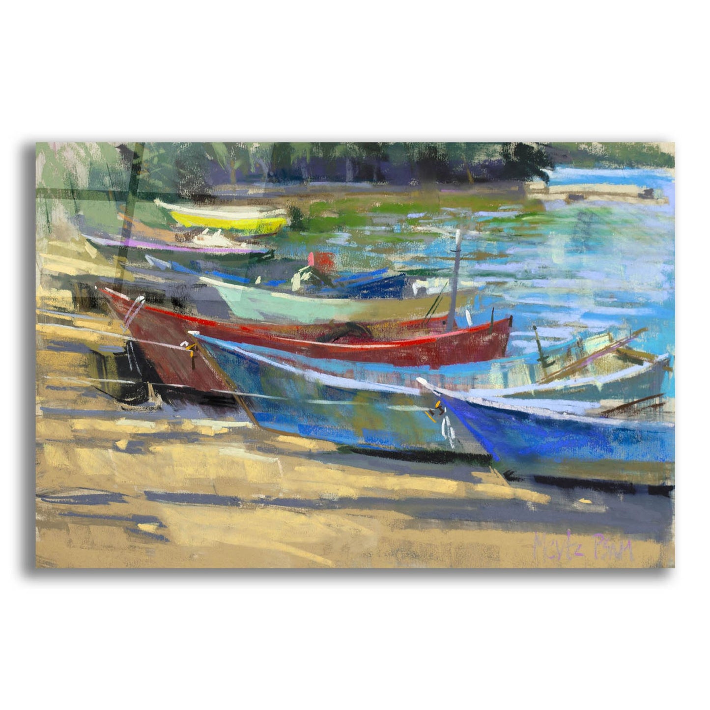 Epic Art 'Fishing Boats Marta' by Nancie King Mertz, Acrylic Glass Wall Art,24x16