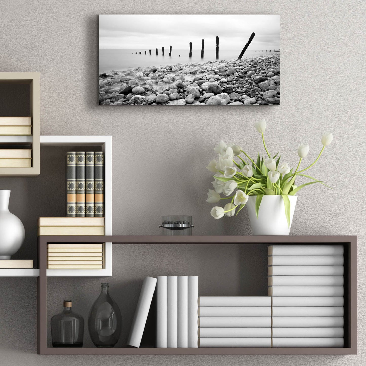Epic Art 'Beach Pebbles' by Photoinc Studio, Acrylic Glass Wall Art,24x12