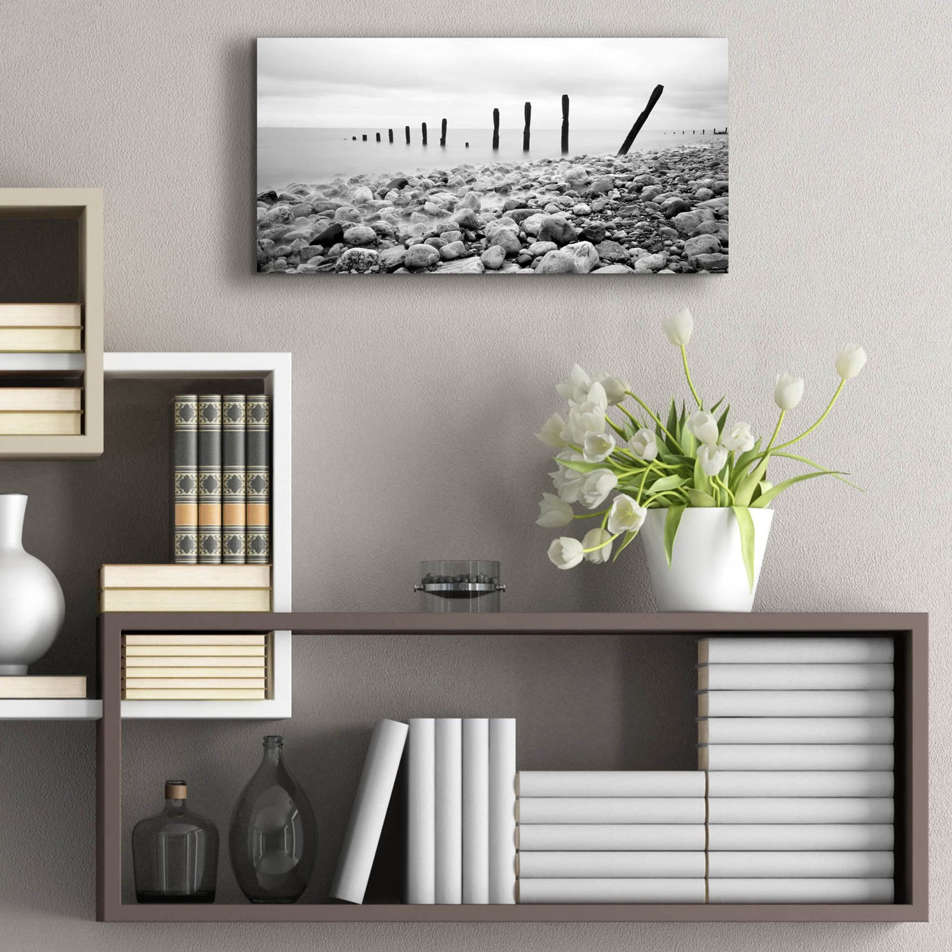 Epic Art 'Beach Pebbles' by Photoinc Studio, Acrylic Glass Wall Art,24x12
