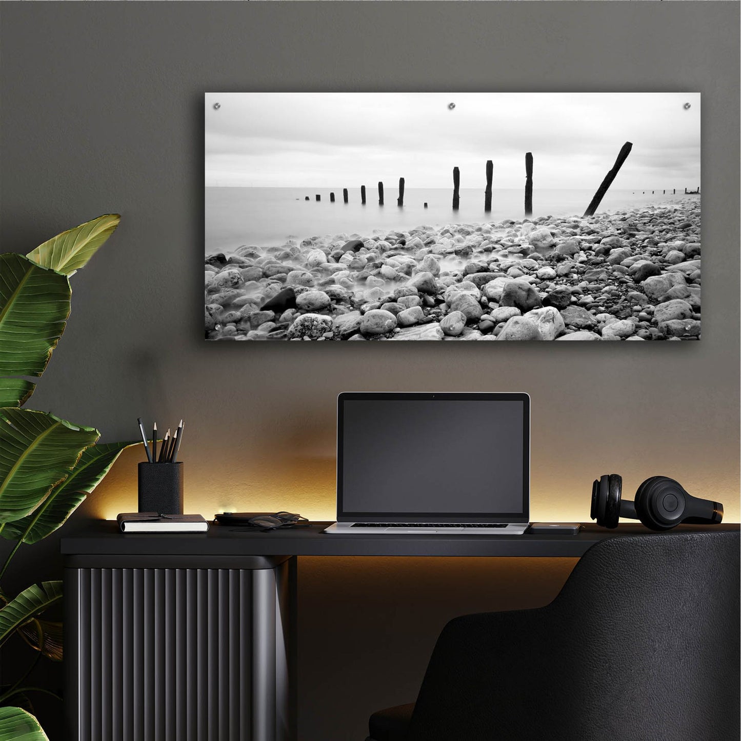 Epic Art 'Beach Pebbles' by Photoinc Studio, Acrylic Glass Wall Art,48x24