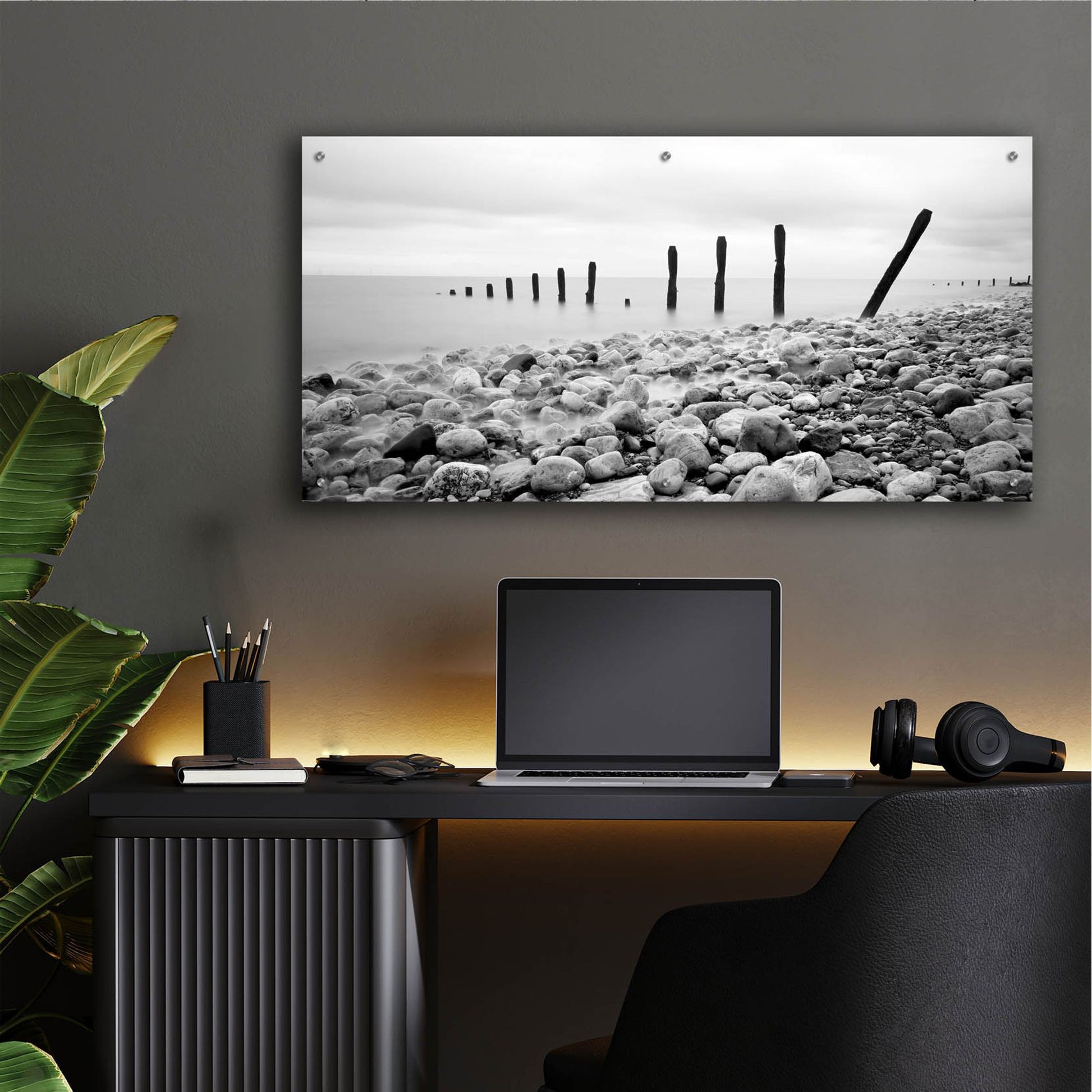Epic Art 'Beach Pebbles' by Photoinc Studio, Acrylic Glass Wall Art,48x24