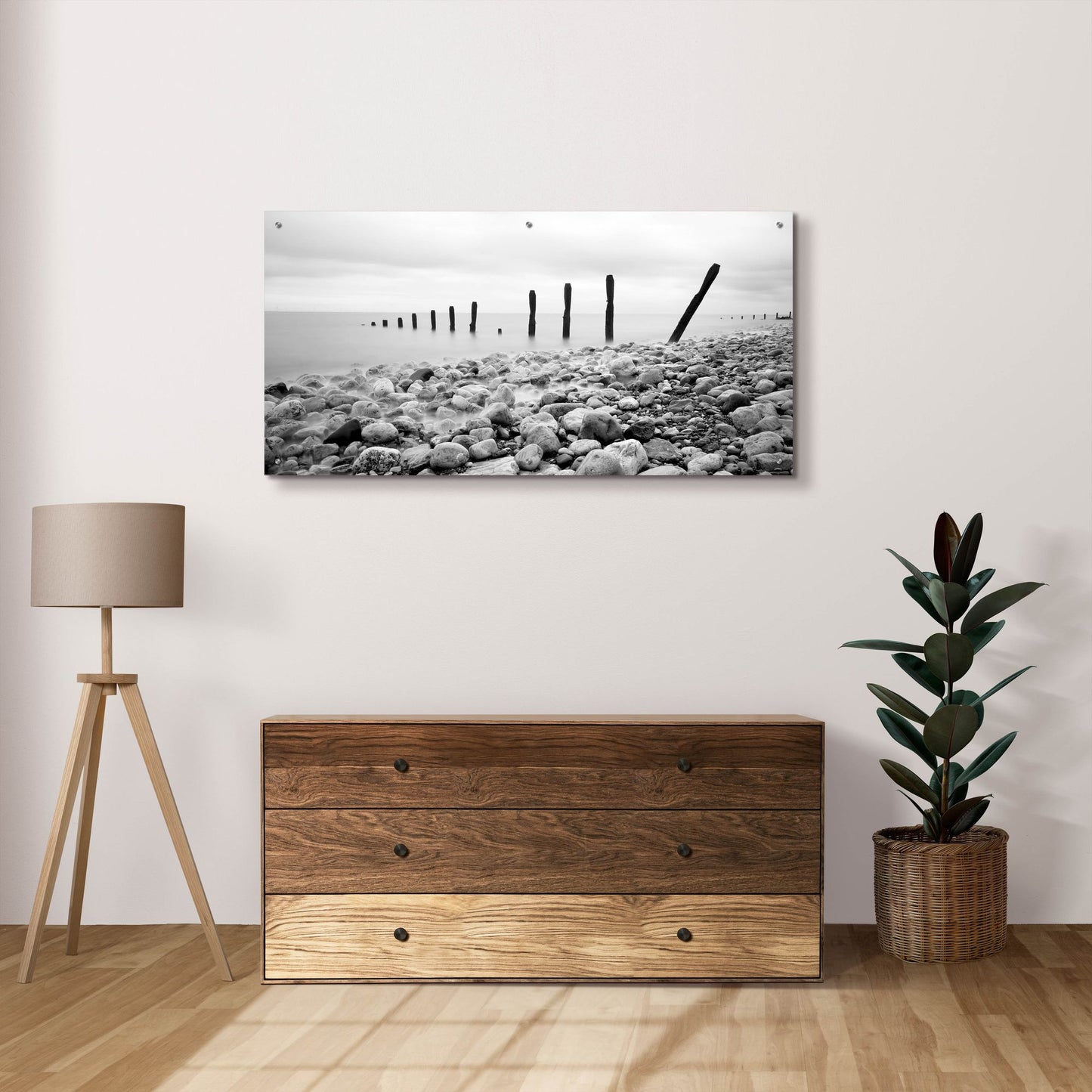 Epic Art 'Beach Pebbles' by Photoinc Studio, Acrylic Glass Wall Art,48x24