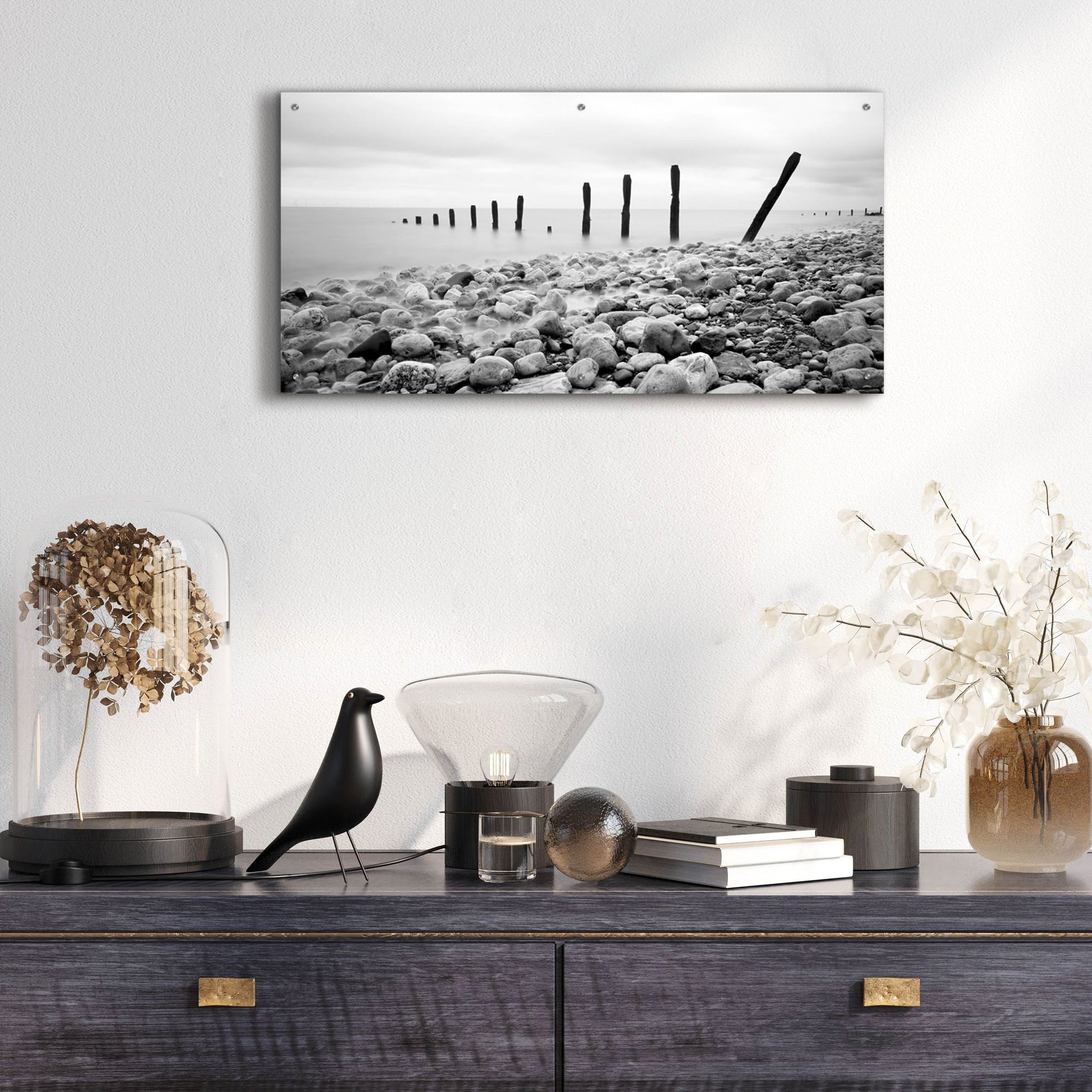 Epic Art 'Beach Pebbles' by Photoinc Studio, Acrylic Glass Wall Art,48x24