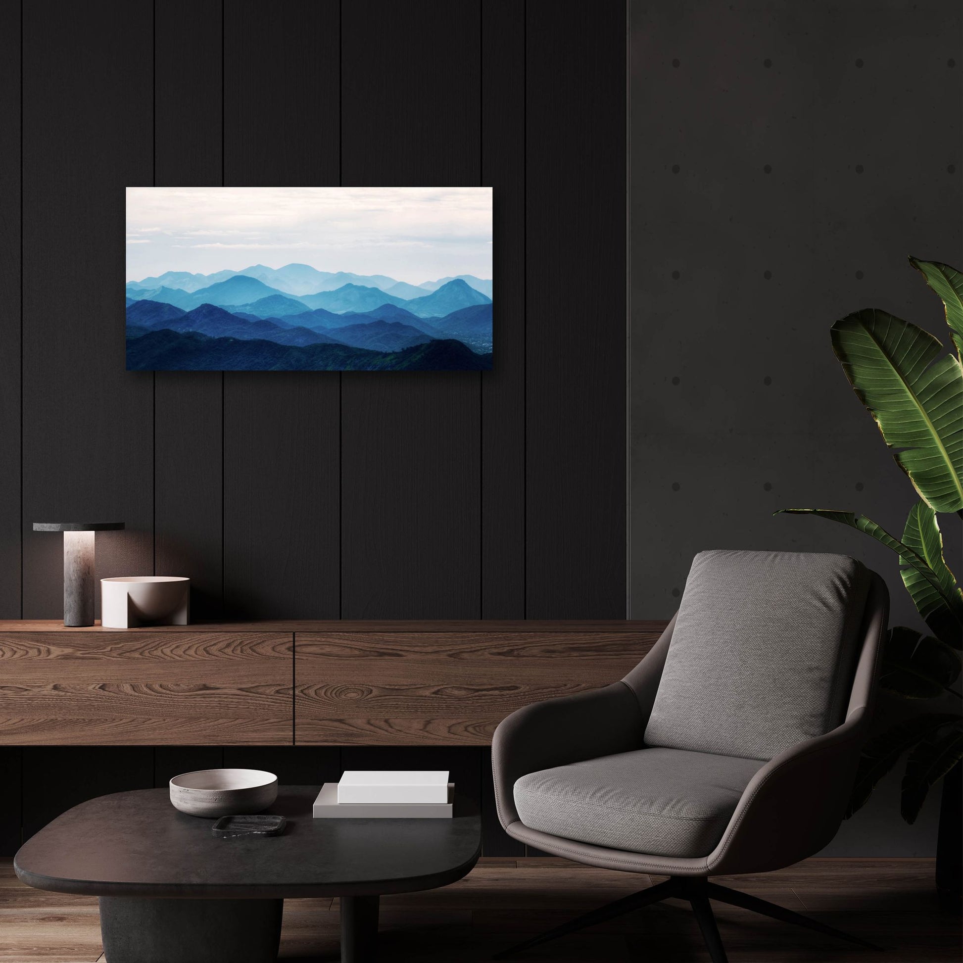 Epic Art 'Blue Mountains' by Photoinc Studio, Acrylic Glass Wall Art,24x12