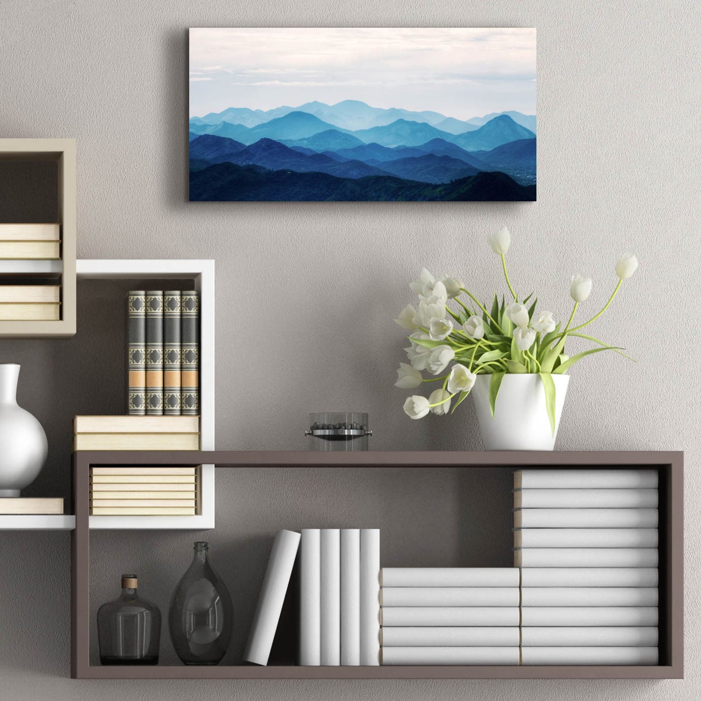 Epic Art 'Blue Mountains' by Photoinc Studio, Acrylic Glass Wall Art,24x12