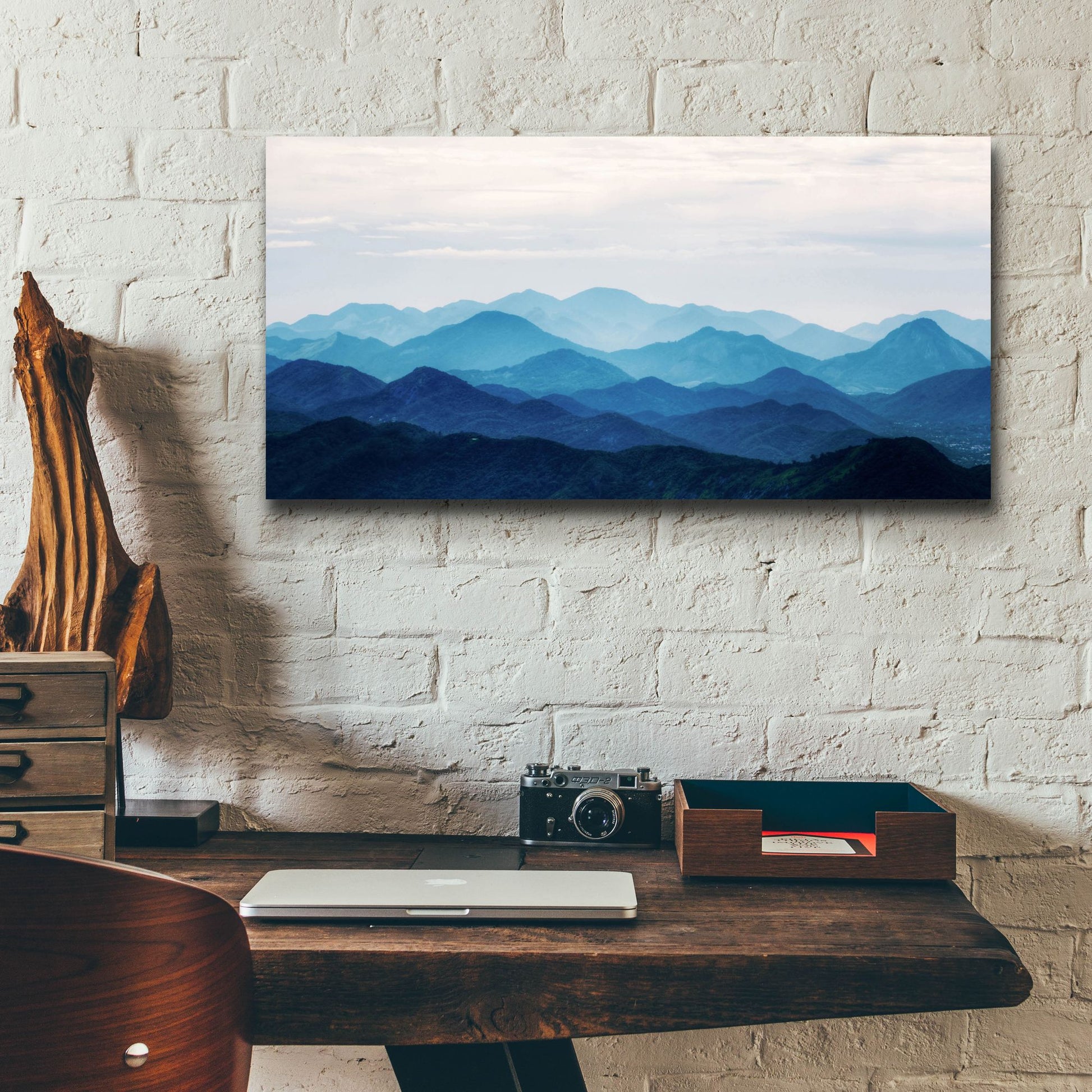 Epic Art 'Blue Mountains' by Photoinc Studio, Acrylic Glass Wall Art,24x12