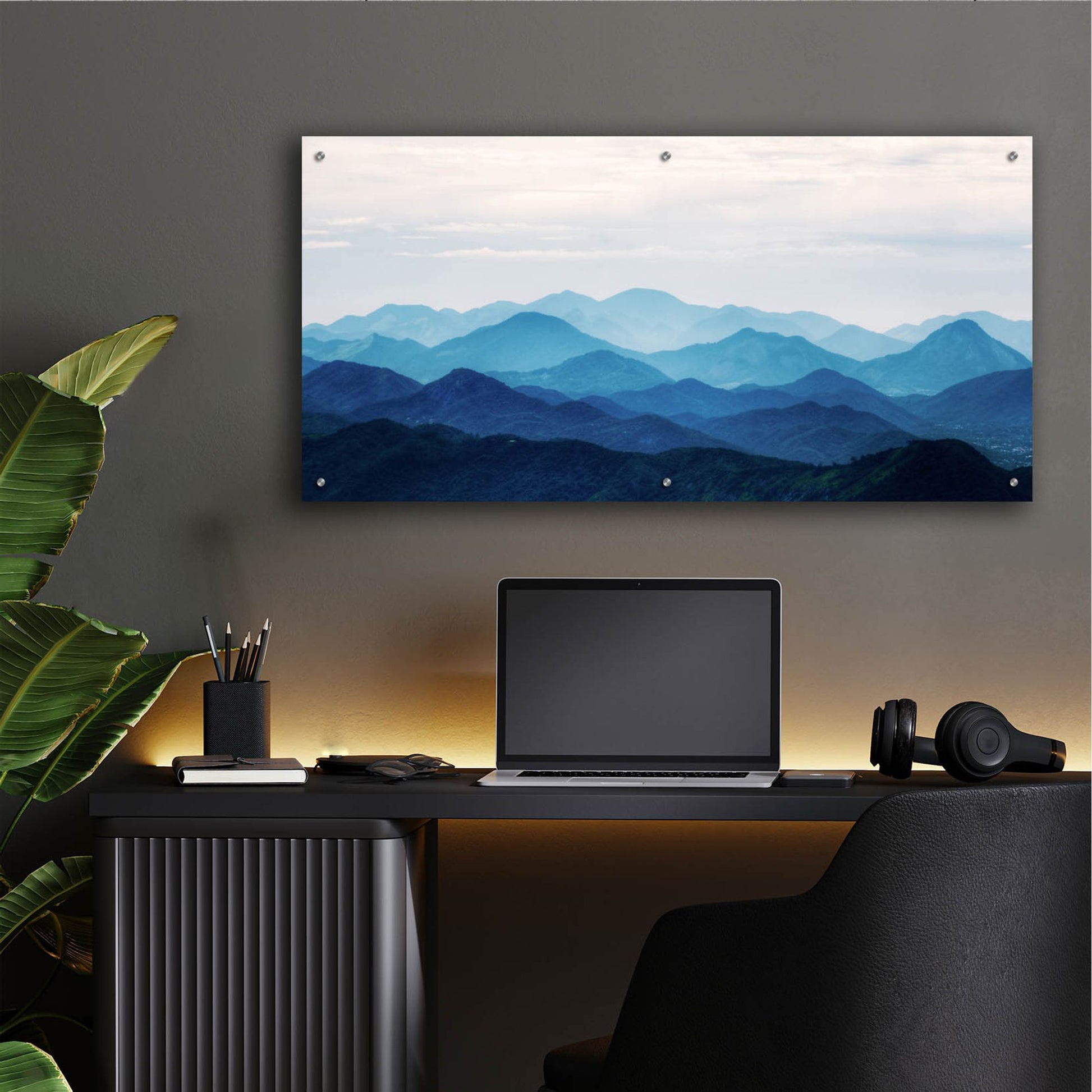 Epic Art 'Blue Mountains' by Photoinc Studio, Acrylic Glass Wall Art,48x24