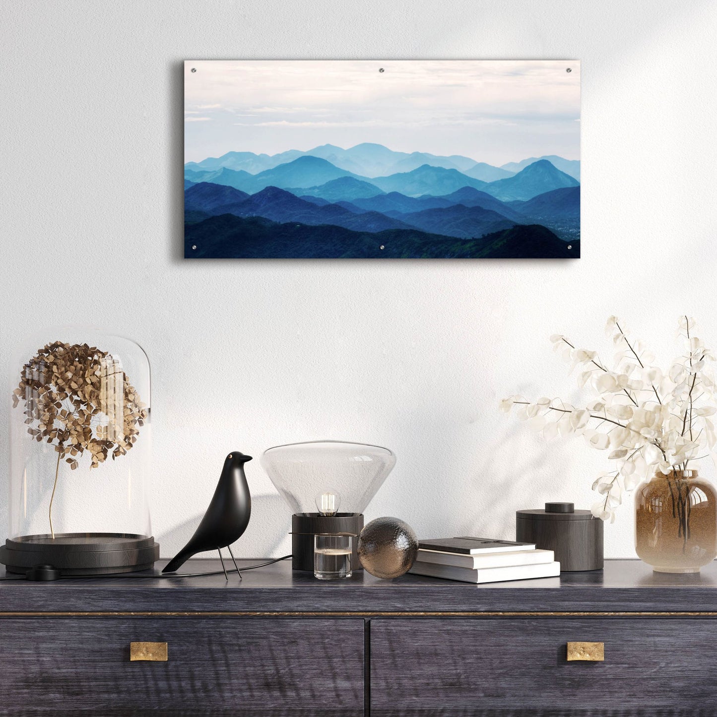 Epic Art 'Blue Mountains' by Photoinc Studio, Acrylic Glass Wall Art,48x24