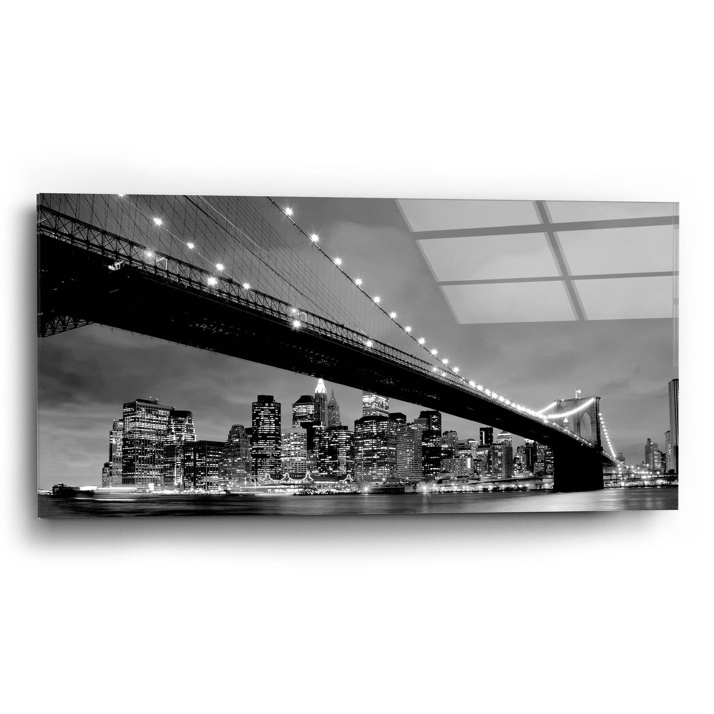 Epic Art 'Brooklyn Bridge View' by Photoinc Studio, Acrylic Glass Wall Art,24x12