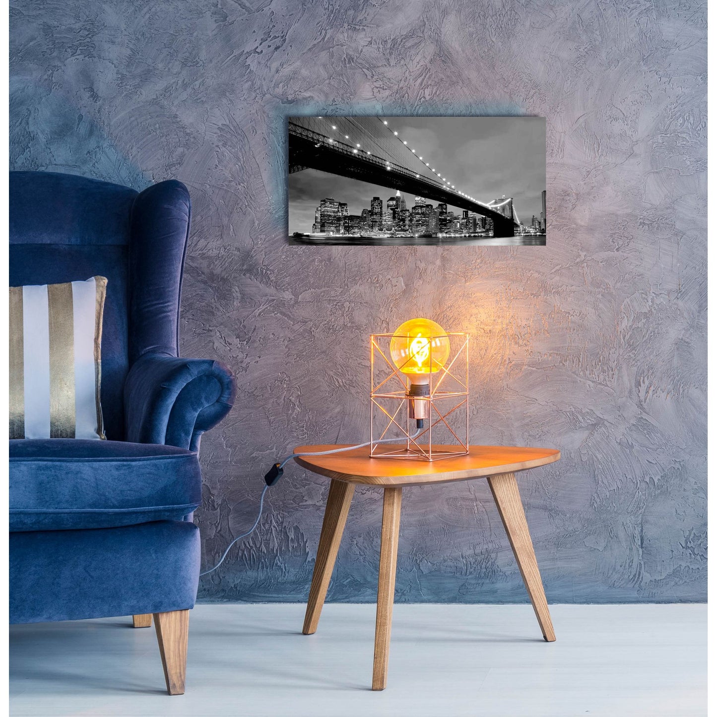 Epic Art 'Brooklyn Bridge View' by Photoinc Studio, Acrylic Glass Wall Art,24x12