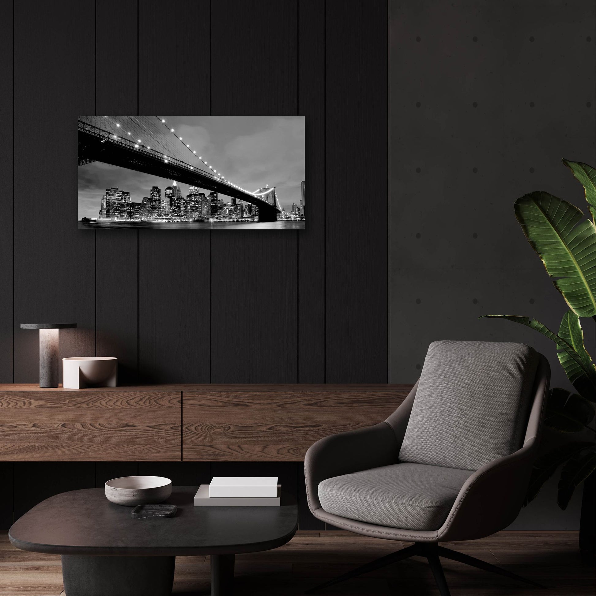 Epic Art 'Brooklyn Bridge View' by Photoinc Studio, Acrylic Glass Wall Art,24x12