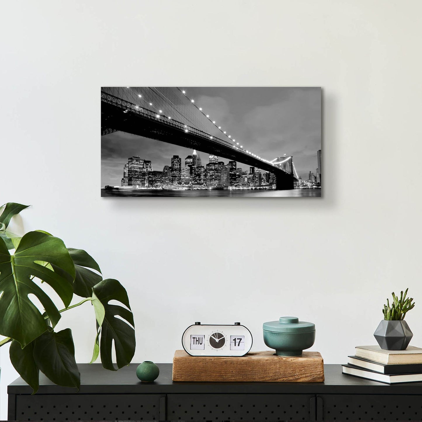 Epic Art 'Brooklyn Bridge View' by Photoinc Studio, Acrylic Glass Wall Art,24x12