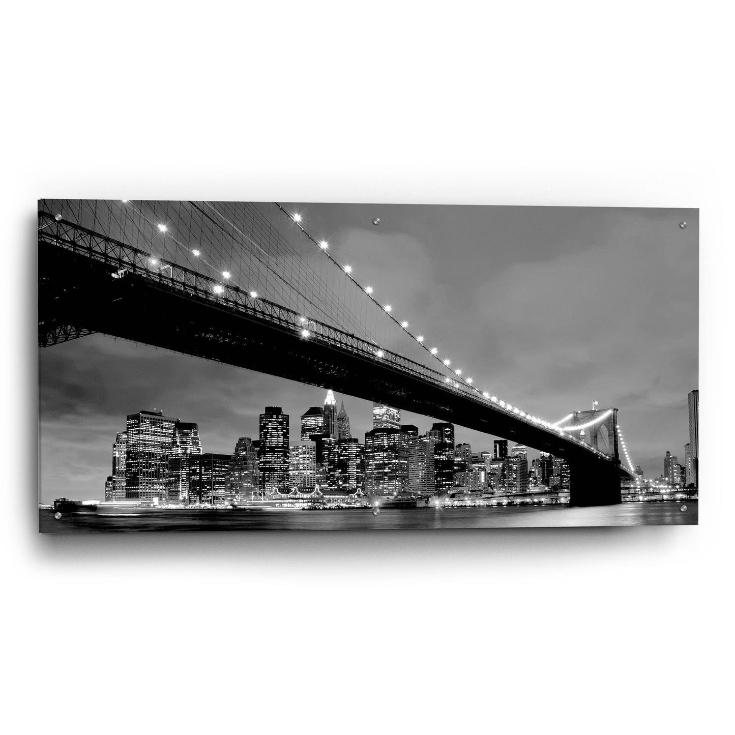 Epic Art 'Brooklyn Bridge View' by Photoinc Studio, Acrylic Glass Wall Art,48x24