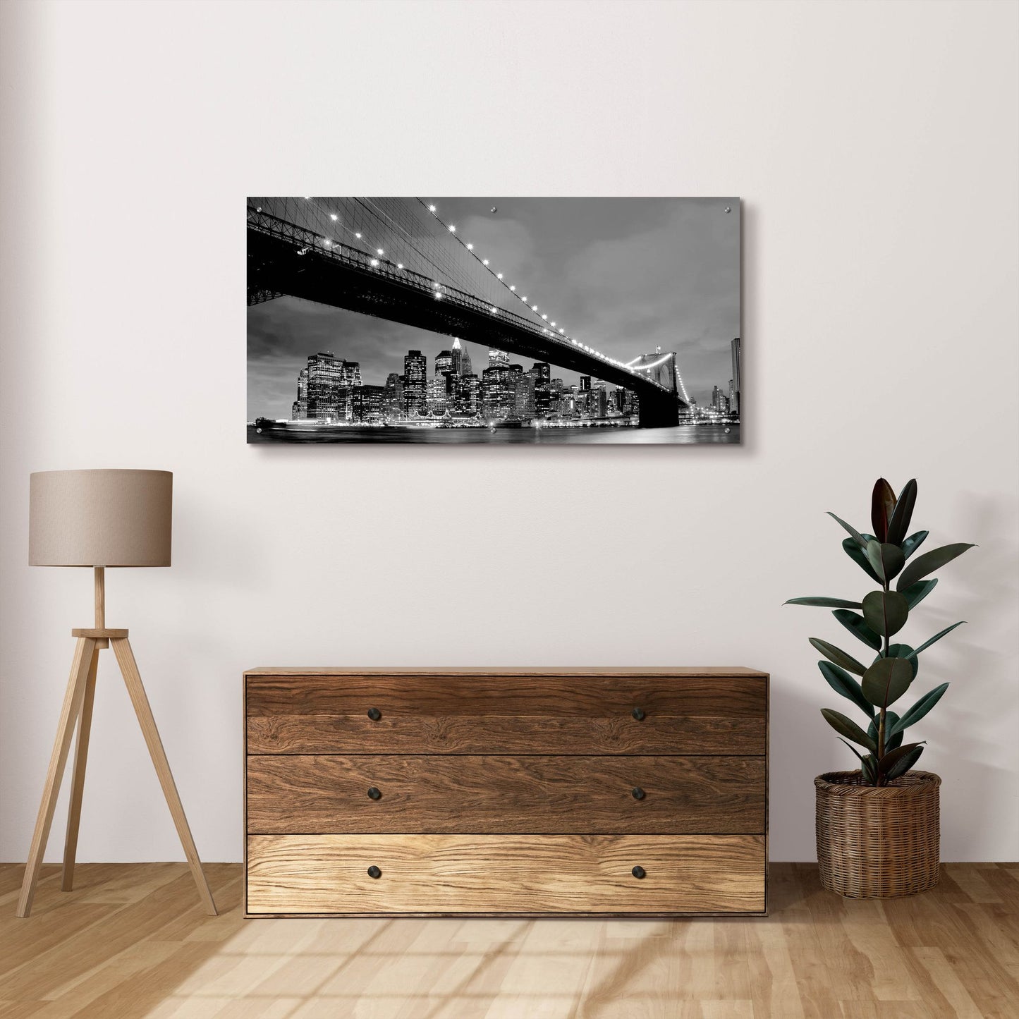 Epic Art 'Brooklyn Bridge View' by Photoinc Studio, Acrylic Glass Wall Art,48x24