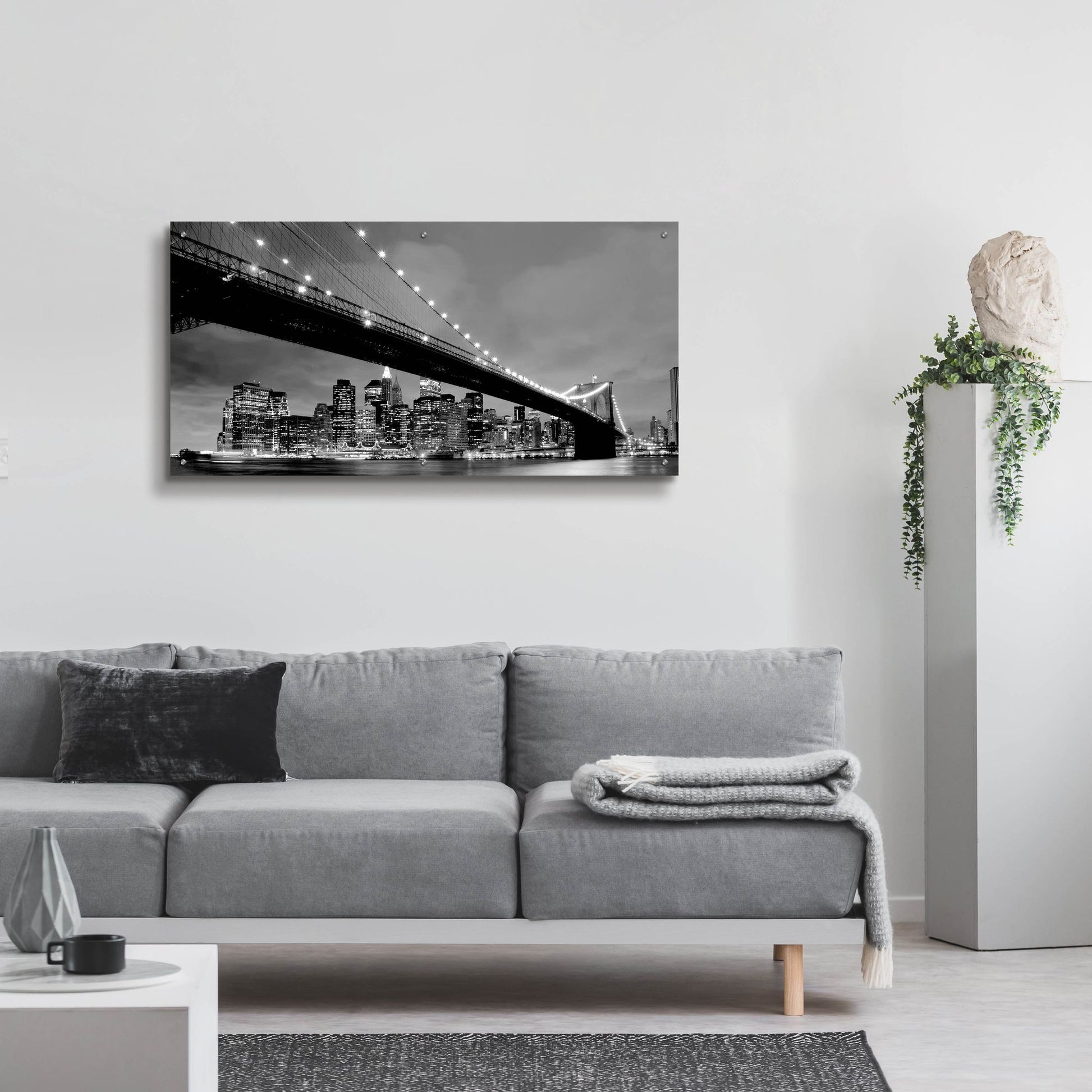 Epic Art 'Brooklyn Bridge View' by Photoinc Studio, Acrylic Glass Wall Art,48x24