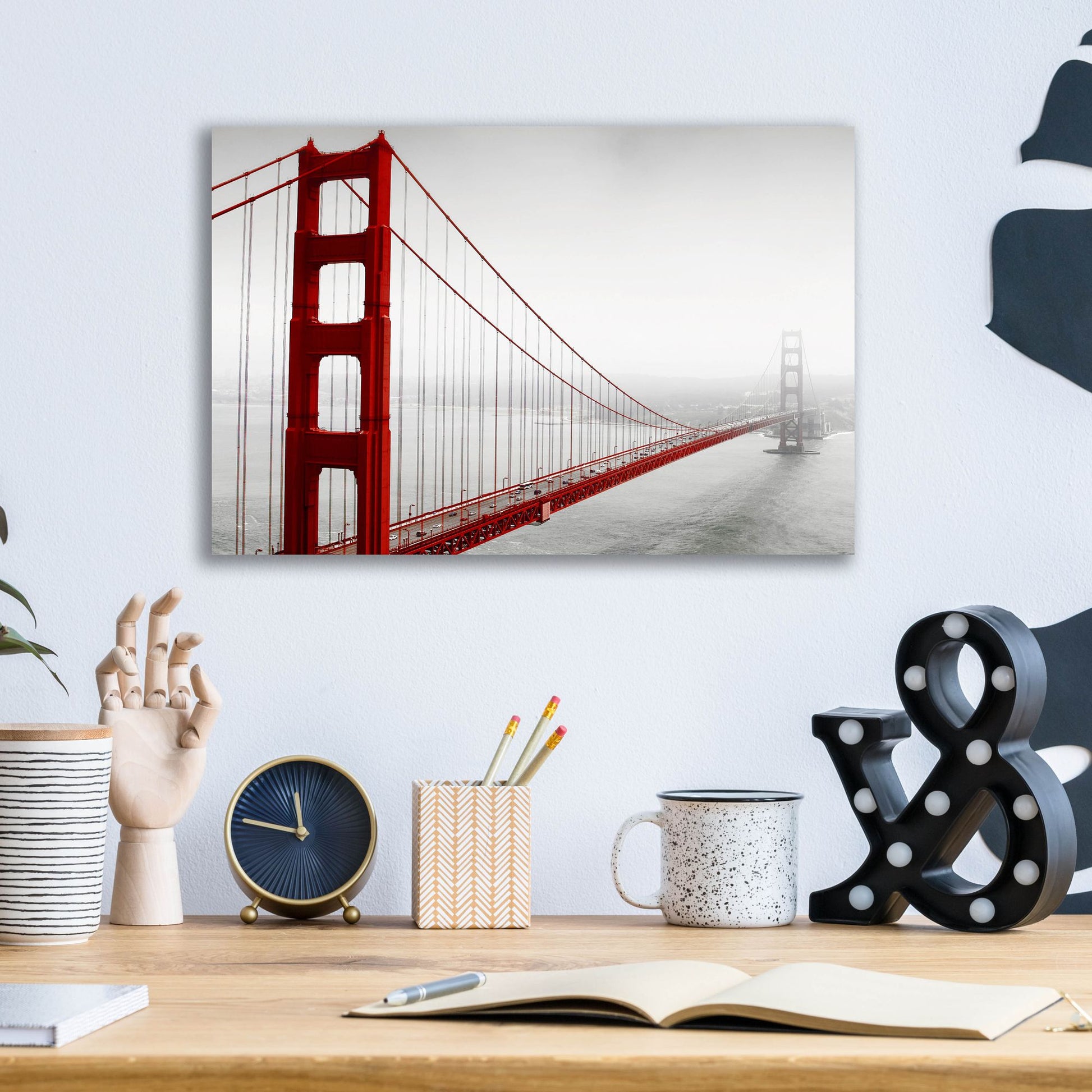 Epic Art 'Golden Gate Bridge In Fog' by Photoinc Studio, Acrylic Glass Wall Art,16x12