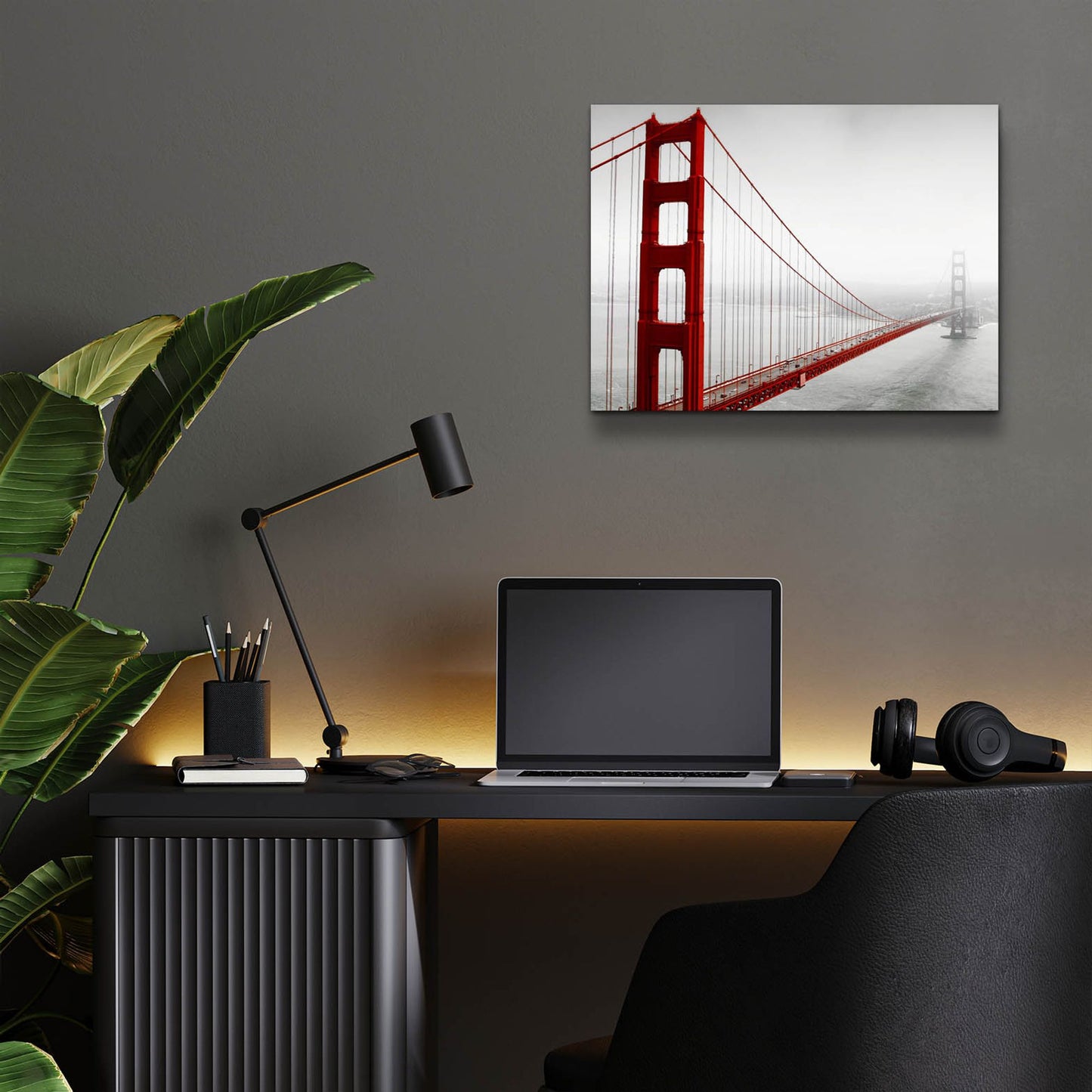 Epic Art 'Golden Gate Bridge In Fog' by Photoinc Studio, Acrylic Glass Wall Art,16x12