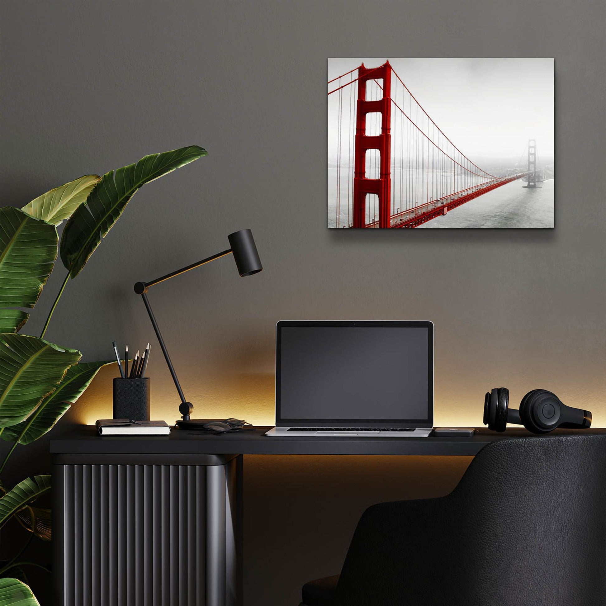 Epic Art 'Golden Gate Bridge In Fog' by Photoinc Studio, Acrylic Glass Wall Art,16x12