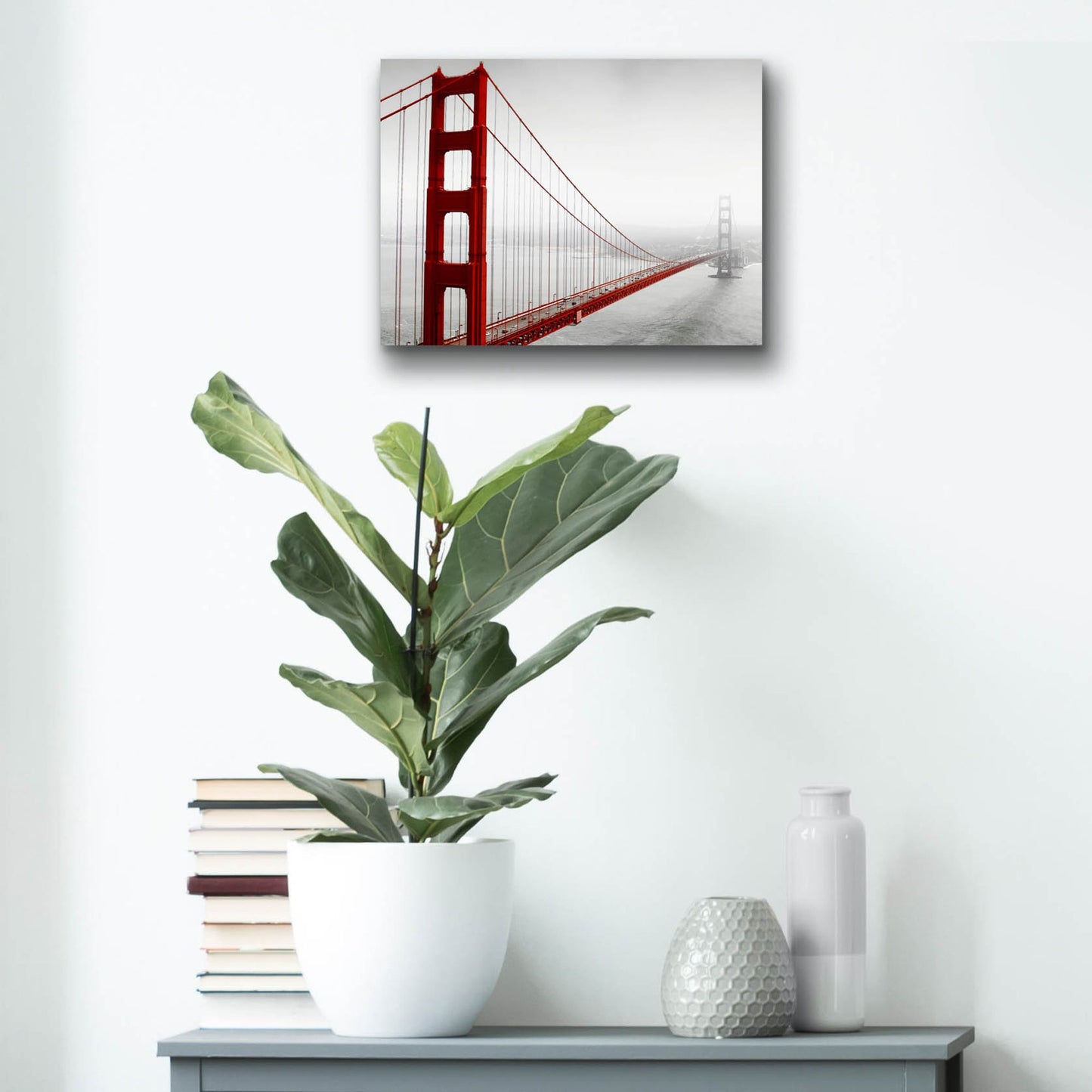 Epic Art 'Golden Gate Bridge In Fog' by Photoinc Studio, Acrylic Glass Wall Art,16x12