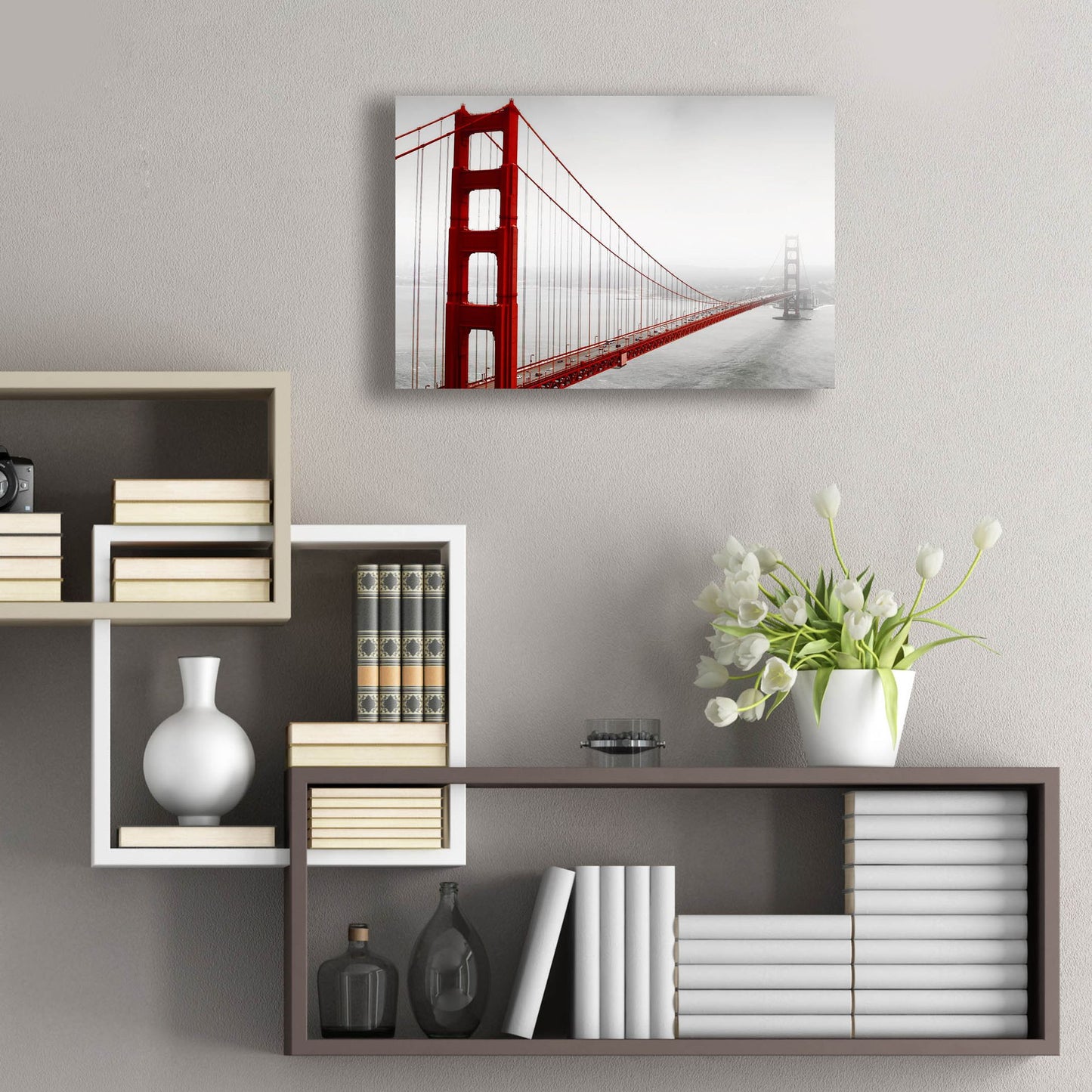 Epic Art 'Golden Gate Bridge In Fog' by Photoinc Studio, Acrylic Glass Wall Art,24x16