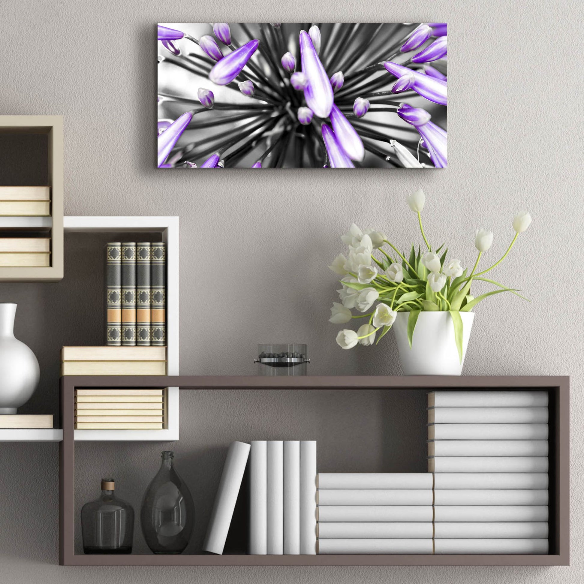 Epic Art 'Purple Flower' by Photoinc Studio, Acrylic Glass Wall Art,24x12