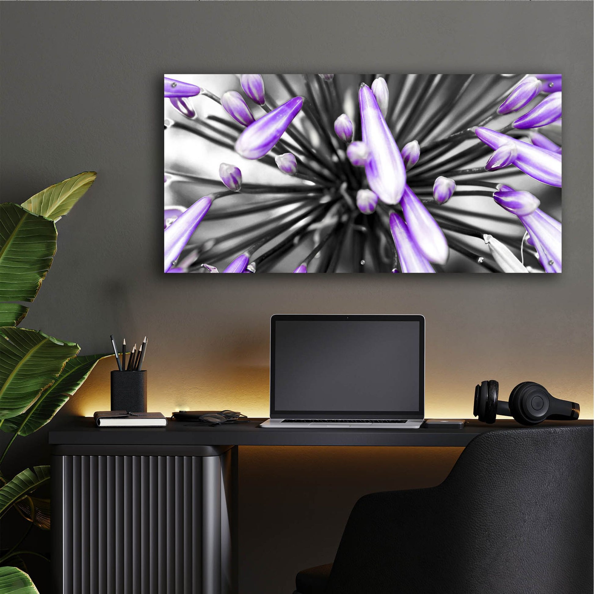 Epic Art 'Purple Flower' by Photoinc Studio, Acrylic Glass Wall Art,48x24