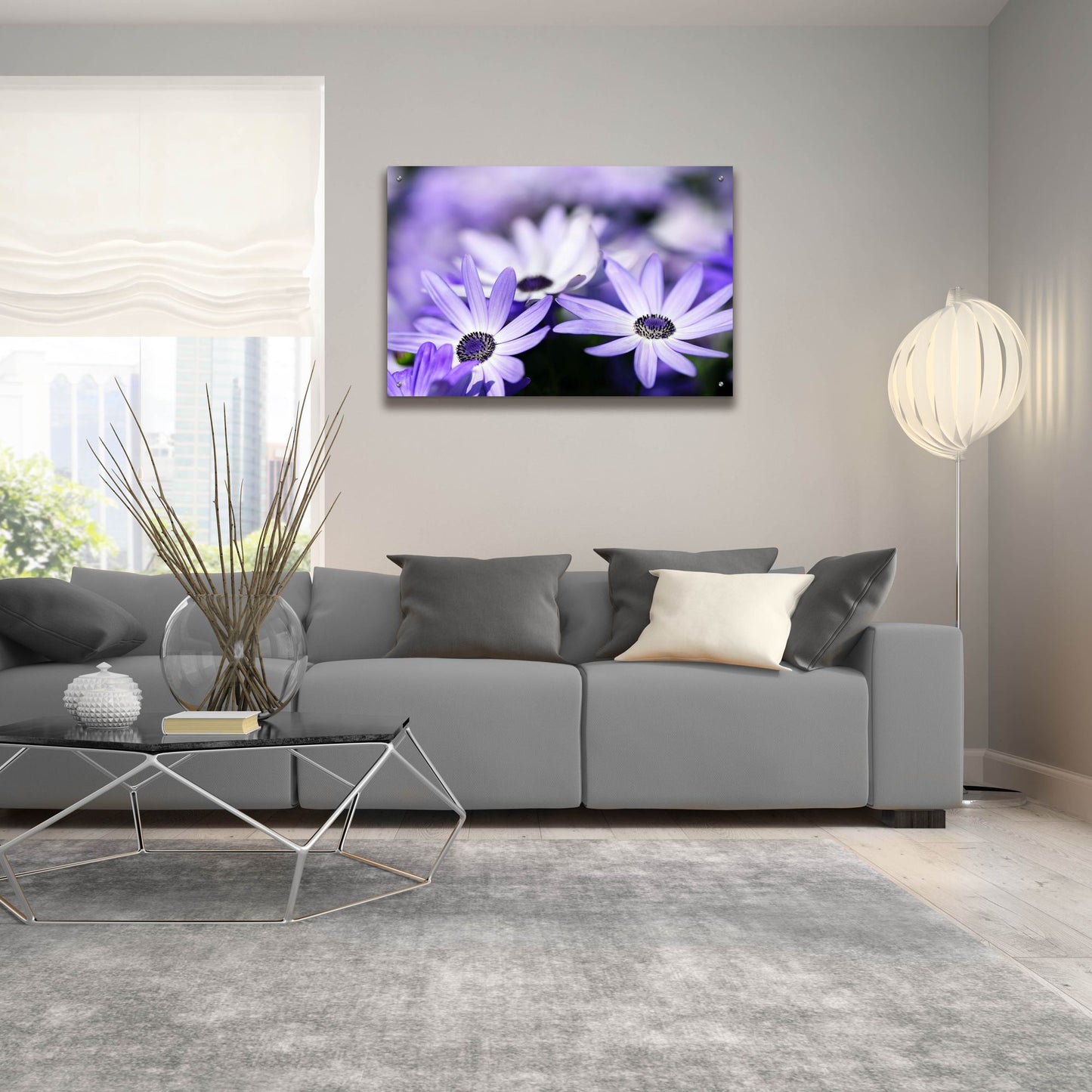 Epic Art 'Purple Flowers 3' by Photoinc Studio, Acrylic Glass Wall Art,36x24