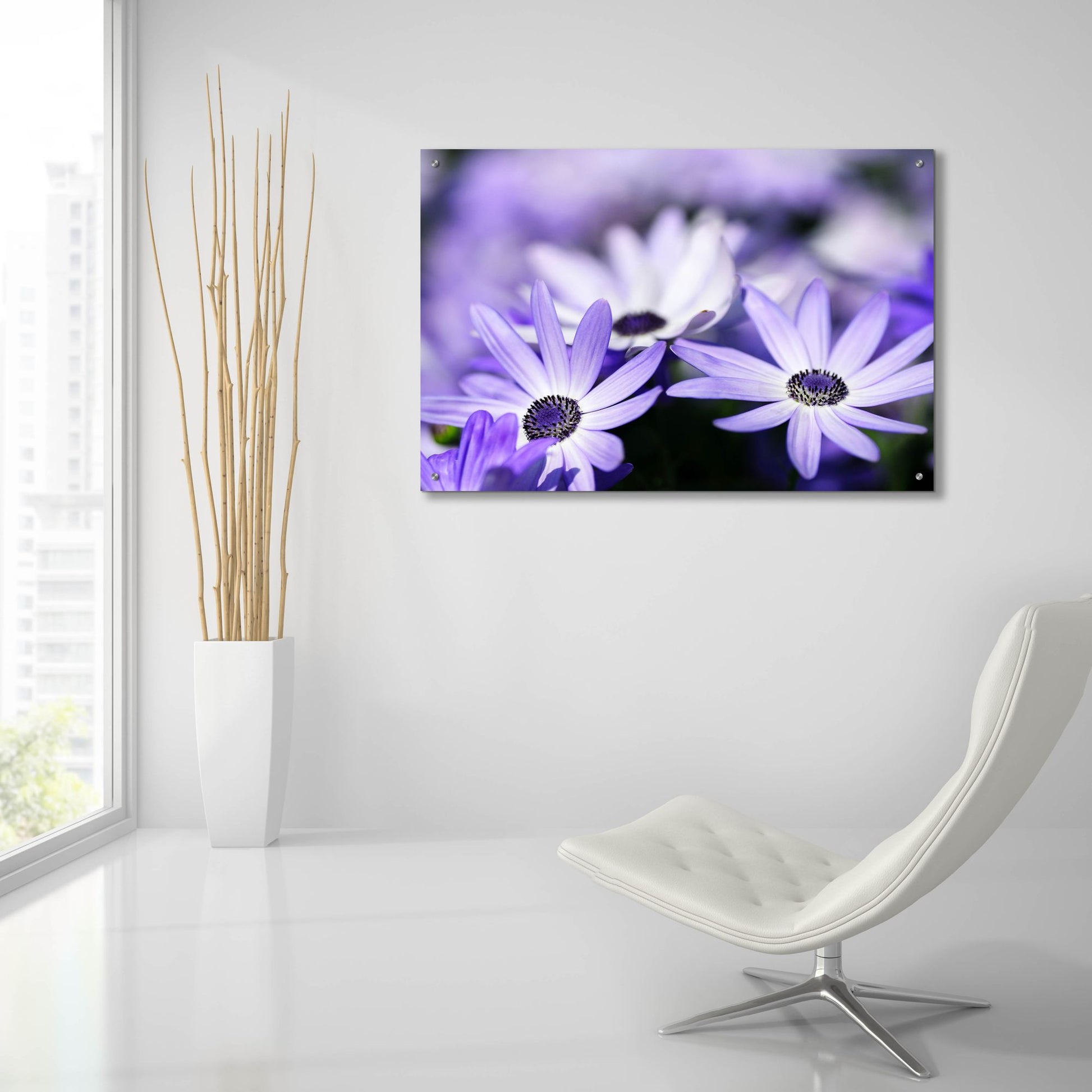 Epic Art 'Purple Flowers 3' by Photoinc Studio, Acrylic Glass Wall Art,36x24