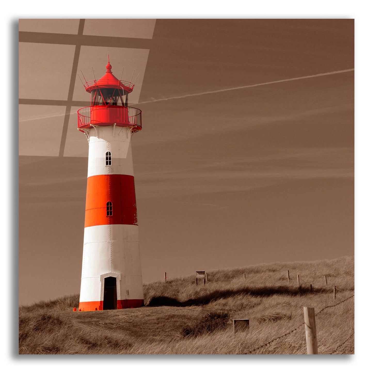 Epic Art 'Red & White Lighthouse' by Photoinc Studio, Acrylic Glass Wall Art