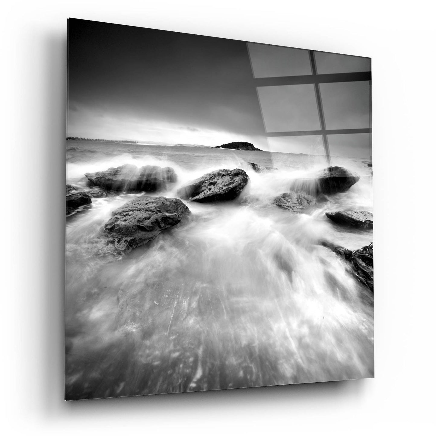 Epic Art 'Waves On Rocks 1' by Photoinc Studio, Acrylic Glass Wall Art,12x12