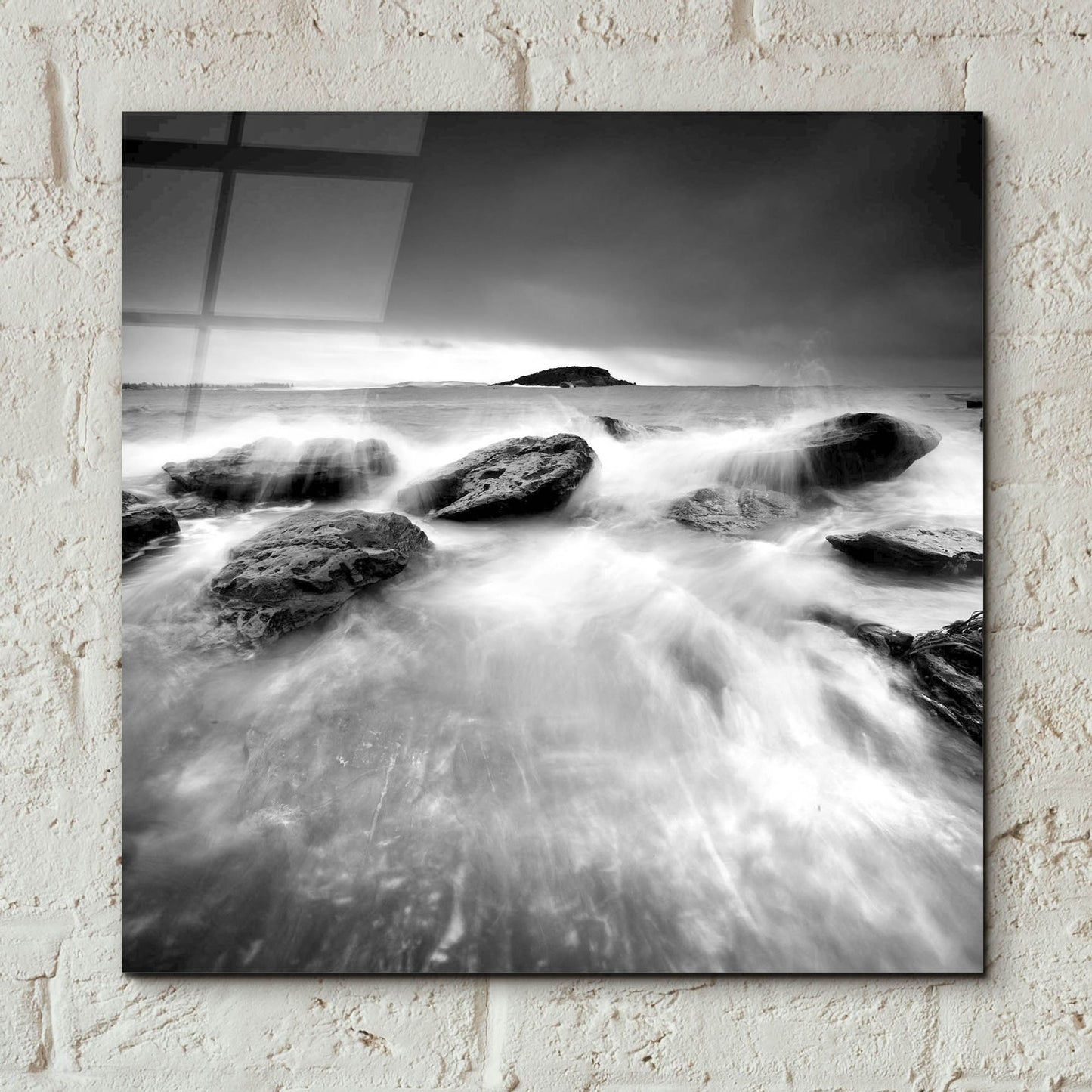 Epic Art 'Waves On Rocks 1' by Photoinc Studio, Acrylic Glass Wall Art,12x12