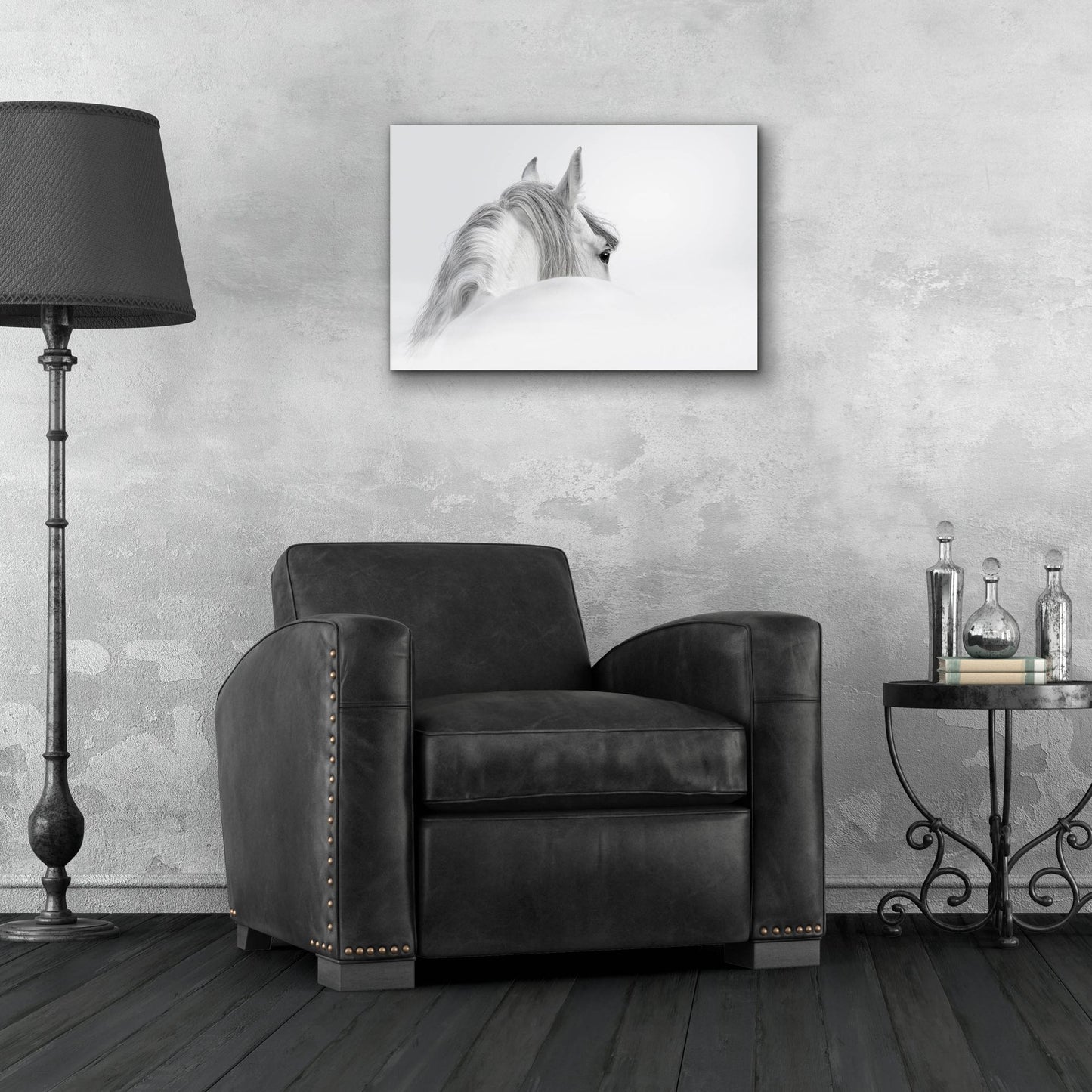Epic Art 'White Horse' by Photoinc Studio, Acrylic Glass Wall Art,24x16