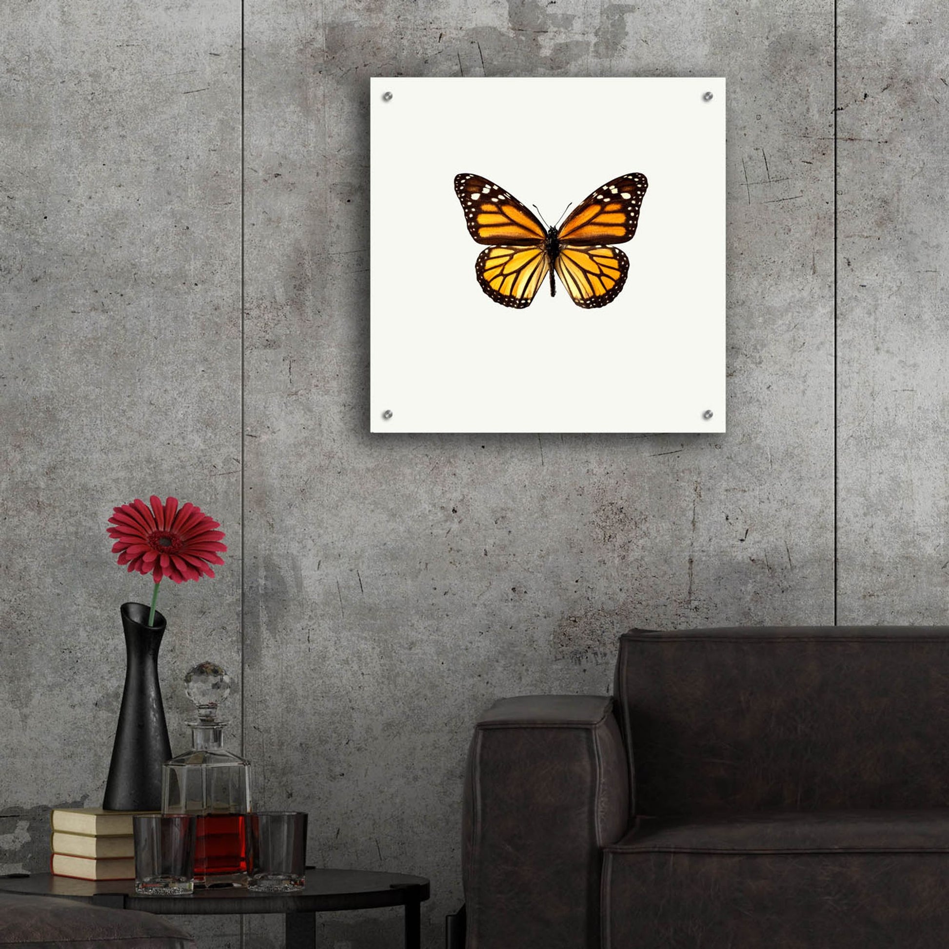 Epic Art 'Yellow Butterfly 1' by Photoinc Studio, Acrylic Glass Wall Art,24x24