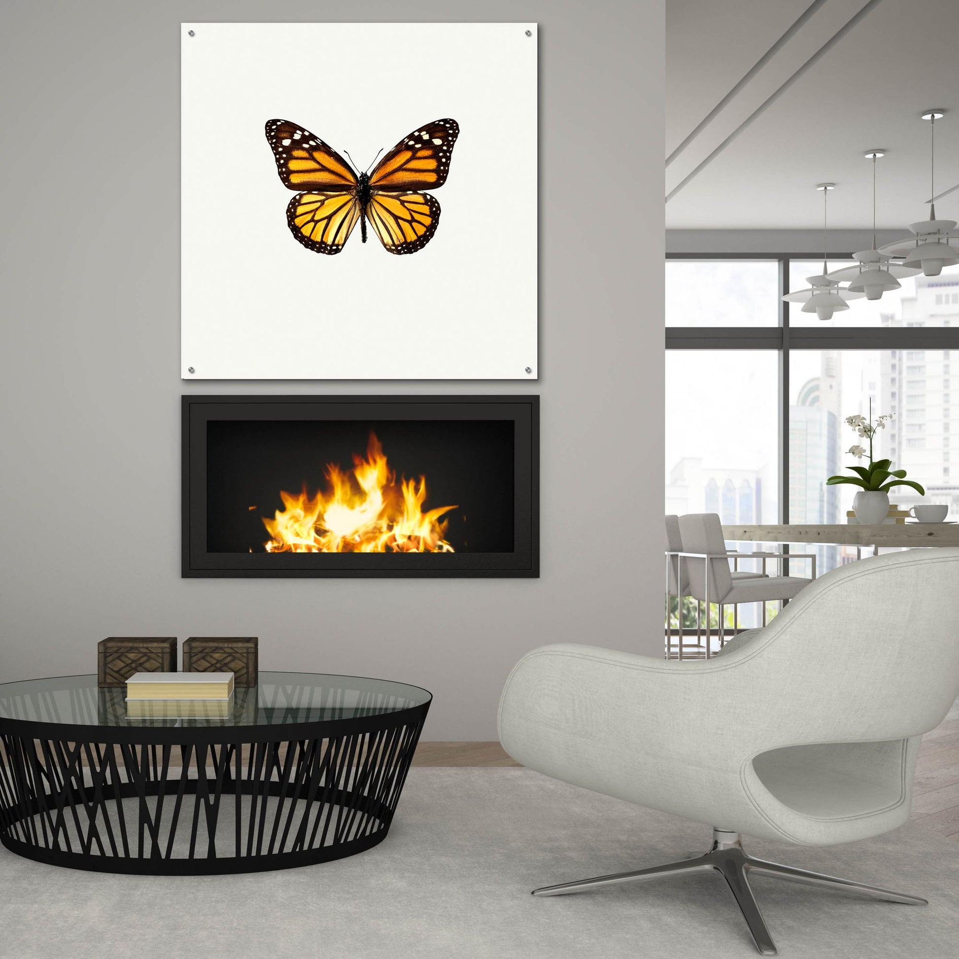 Epic Art 'Yellow Butterfly 1' by Photoinc Studio, Acrylic Glass Wall Art,36x36